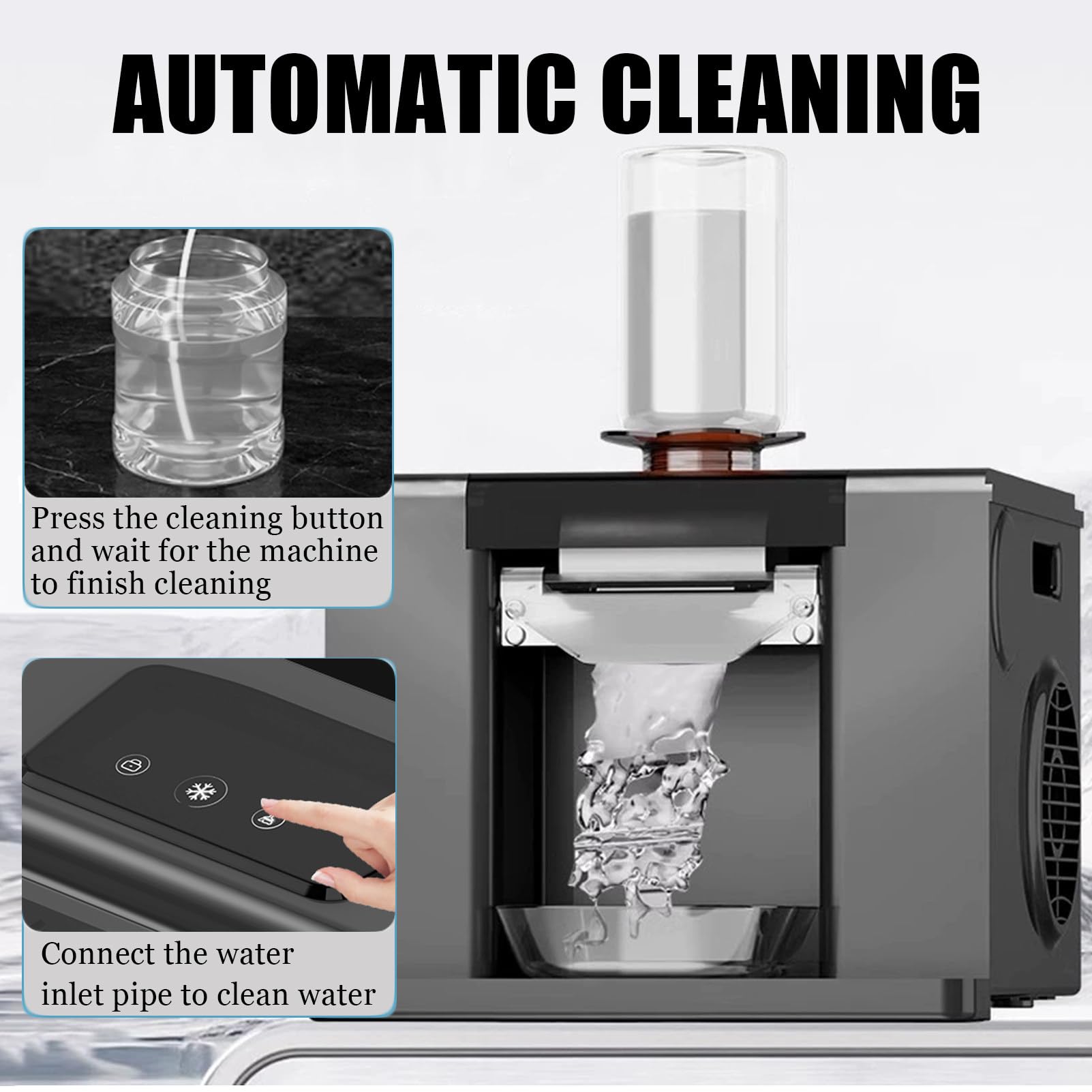 MáQuina Coreana Para Hacer Hielo Raspado Bingsu, MáQuina Para Hacer Helados Con Copos De Nieve Y Pantalla TáCtil, 60Kg/24H, De Limpieza AutomáTica Para Uso Comercial Y DoméStico.,Black