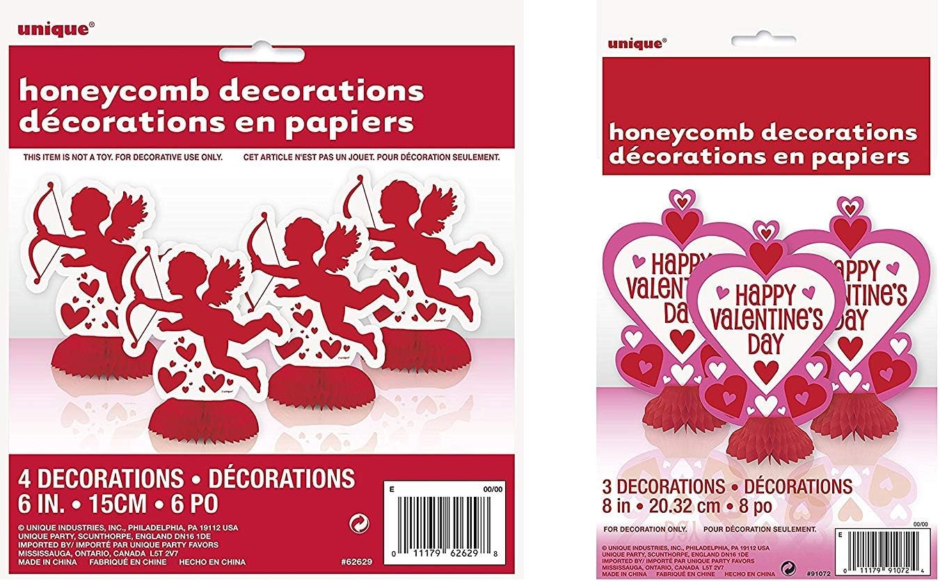 6" Cupid Valentine Centerpiece Decorations AND 8" Happy Valentine's Day Heart Centerpiece Decorations - 7 Count Total