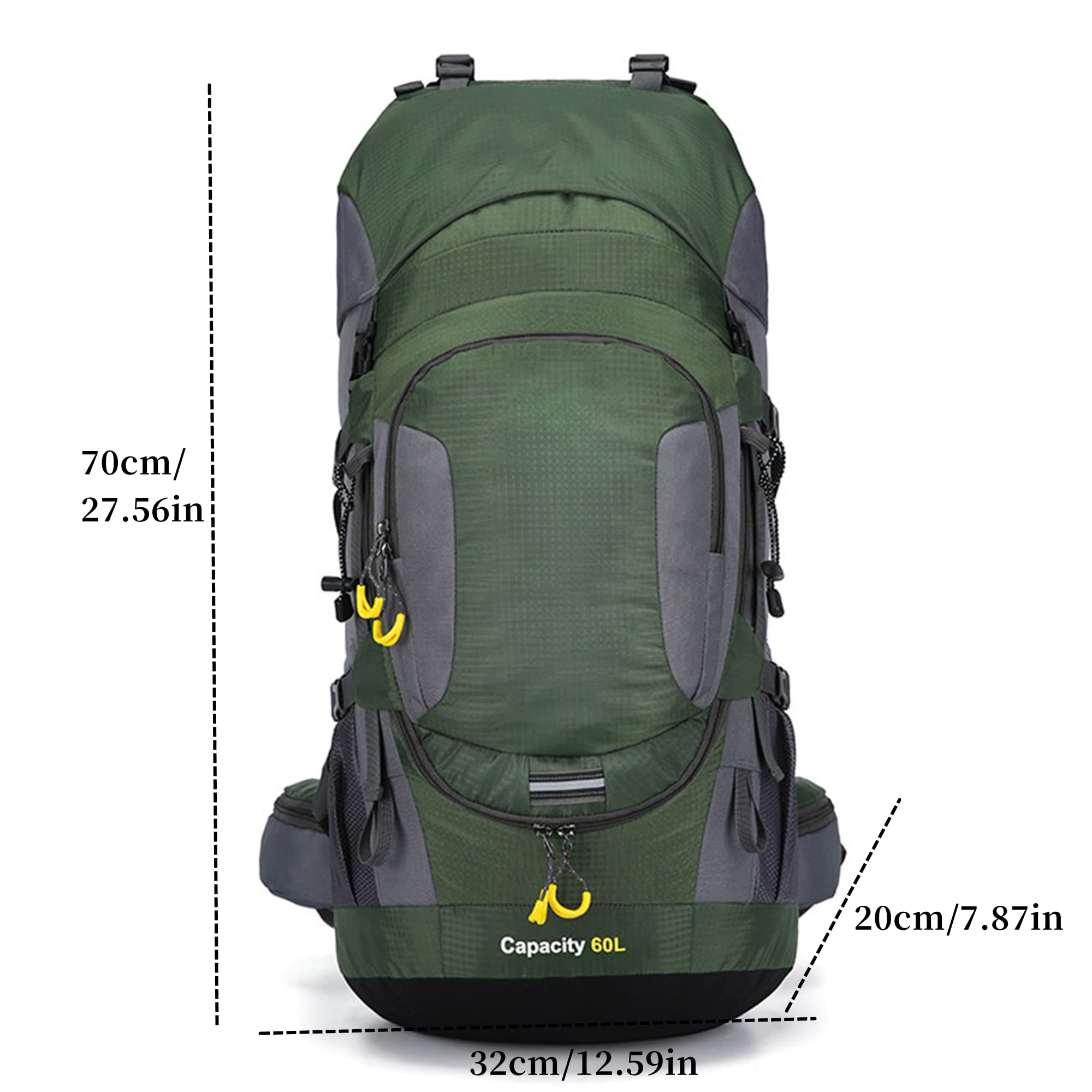 Plecak turystyczny na kemping, 60 l duża pojemność plecak outdoorowy dla mężczyzn kobiet torba alpinistyczna wspinaczka podróż wodoodporny plecak z osłoną przeciwdeszczową
