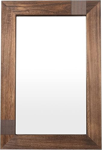 Miniatura 8 de blue page Espejo de pared rústico grande para baño, espejo de baño de madera para sobre el fregadero, espejo enmarcado de madera para sala de estar,