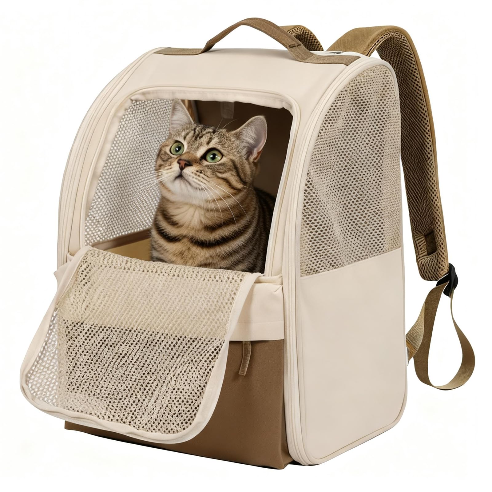 Sac à dos pliable pour chat - Boîte de transport pour chat et chat - Sac à dos portable avec fenêtre en maille - Aéré - Léger - Facile à transporter - Capacité de 15 kg