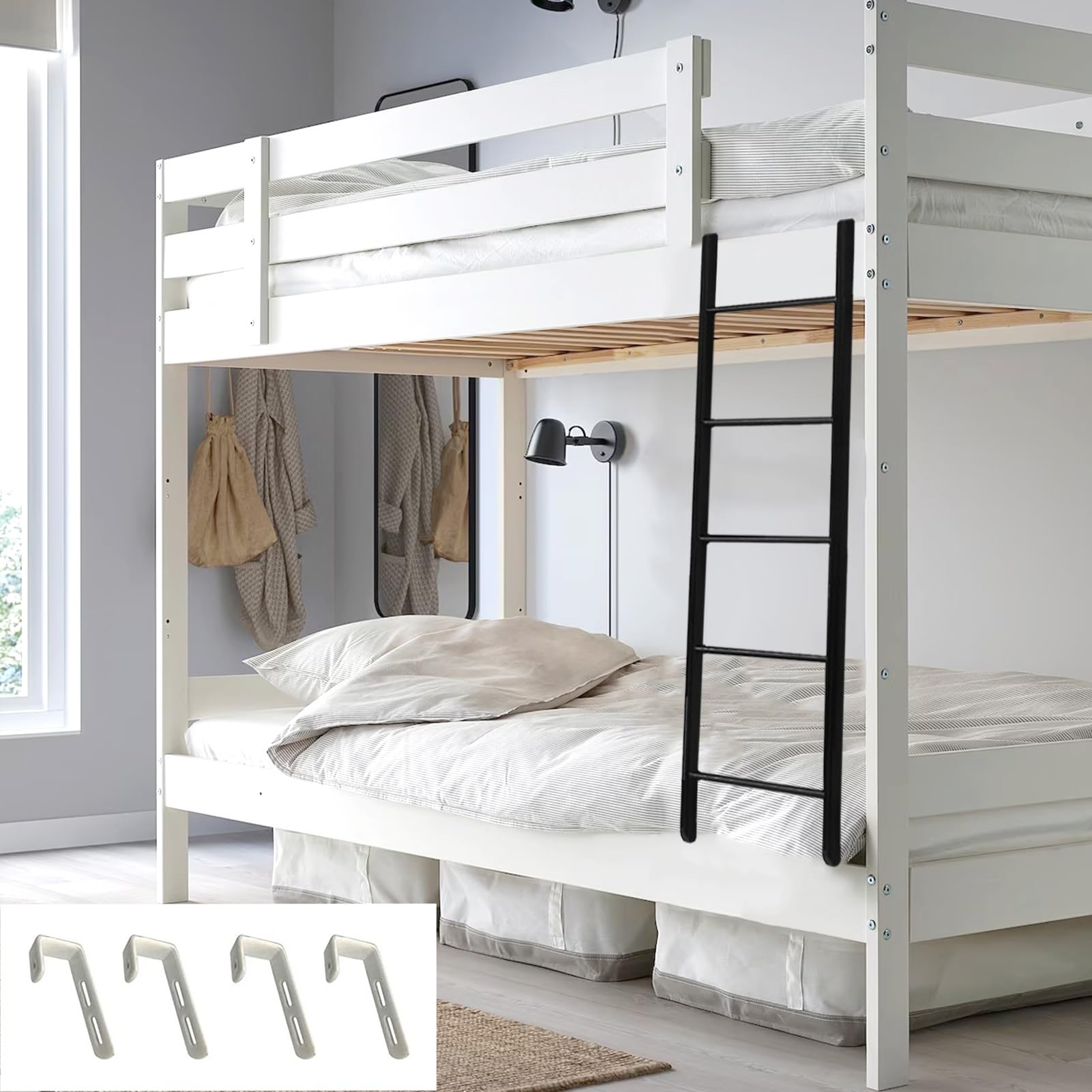 HYLYGFH Loft Bunk Bed Ladder Sturdy Bed Ladder for Easy Installation SpaceSaving Bunk Ladder for Kids & Adults Durable and Safe Bed Access Solution