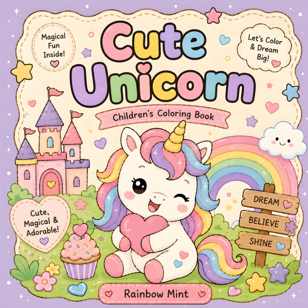 Cute Unicorn Coloring Book for Kids Ages 3-6: Fun, Easy & Adorable Unicorn Coloring Pages for Preschoolers and Young Children | Simple Designs for Creativity, Relaxation & Learning