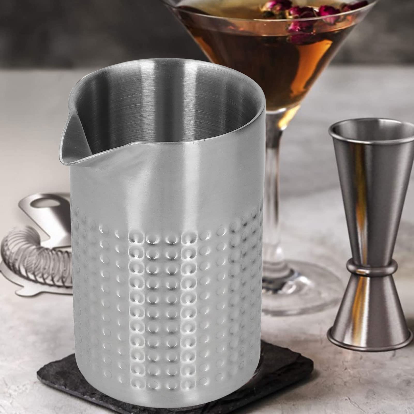 Shaker à Cocktail En Acier Inoxydable, Shaker à Double Paroi Craft Bar Shaker à Cocktail Givré Double Grille Tasse Martelé Dot Voyage Remuer Verre Pour Bar Bart Ending