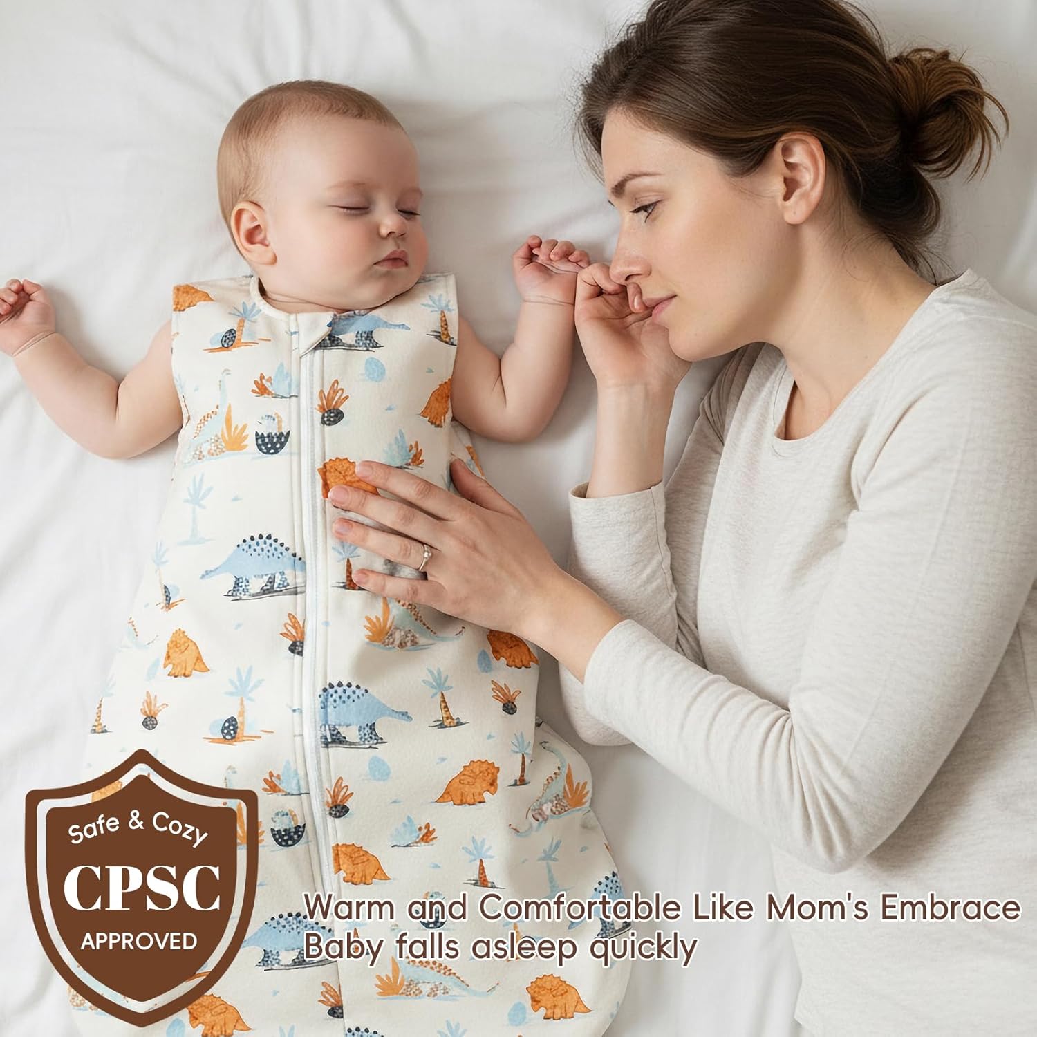 david's kids Micro Fleece Baby Sleep Sack 0-6 Months, Soft Warm Baby Wearable Blankets with 2-Way Zipper, 2 Pack Comfy Sleeping Bags for Infant Newborn Boys Girls Neutral, Small Size, Dinosaur - Image 7