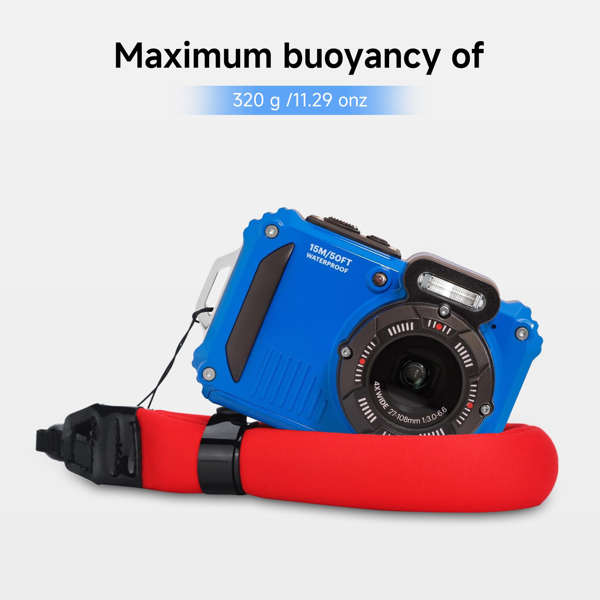 PROfezzion Dragonne Flottante pour Appareil Photo Étanches pour Olympus TG-7 TG-6 TG-5 TG-4 Kodak PIXPRO WPZ2 Fuji Fujifilm XP140 XP130 XP120 XP90 GoPro Hero 13 12 11 10 Nikon W300 W150 AW120 et plus