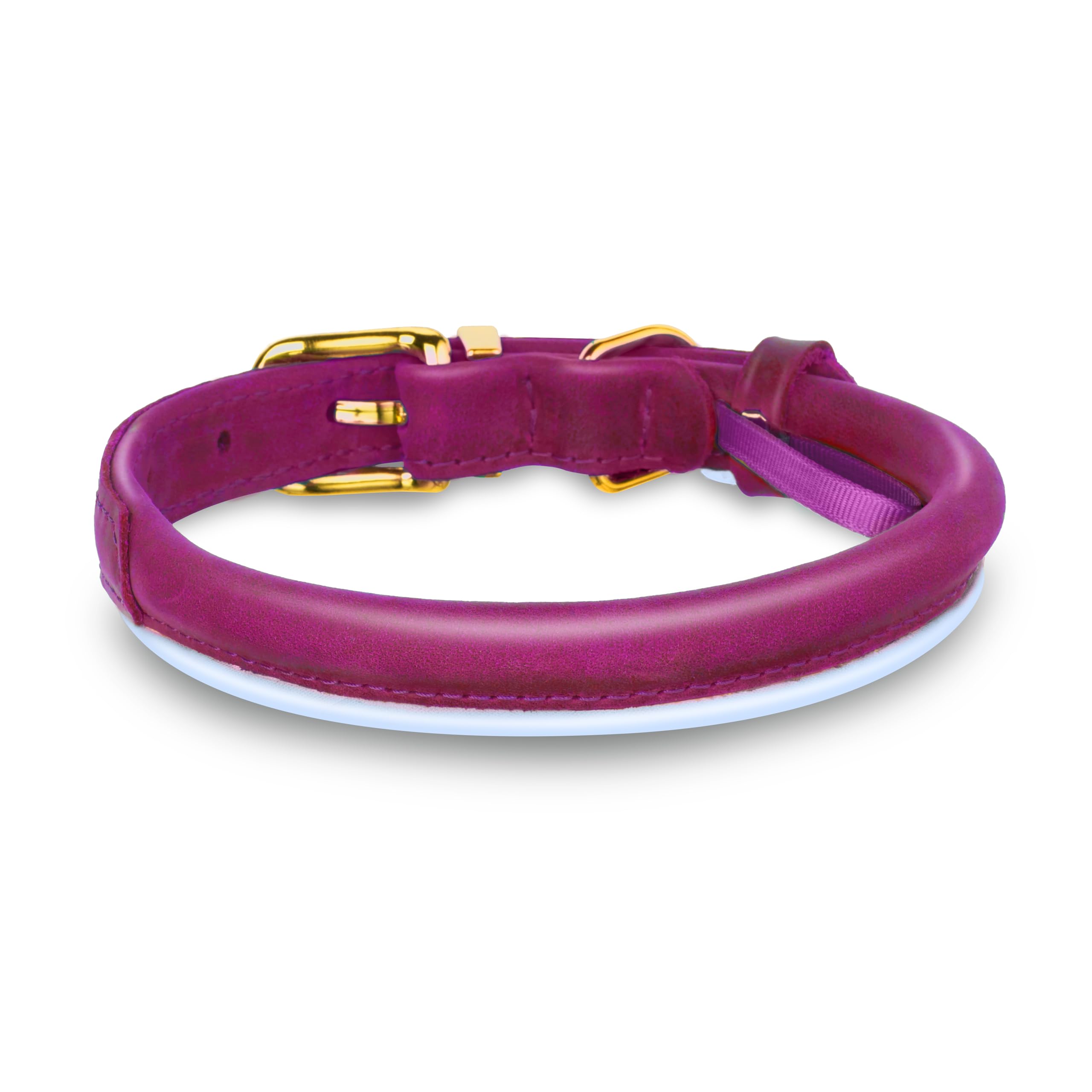 OOPSDOGGY Reflective Rolled Leather Dog Collar for Small Medium Large Dogs Puppy 8 Colors, 7 Sizes (Pink, M, 12"-15") - Image 2