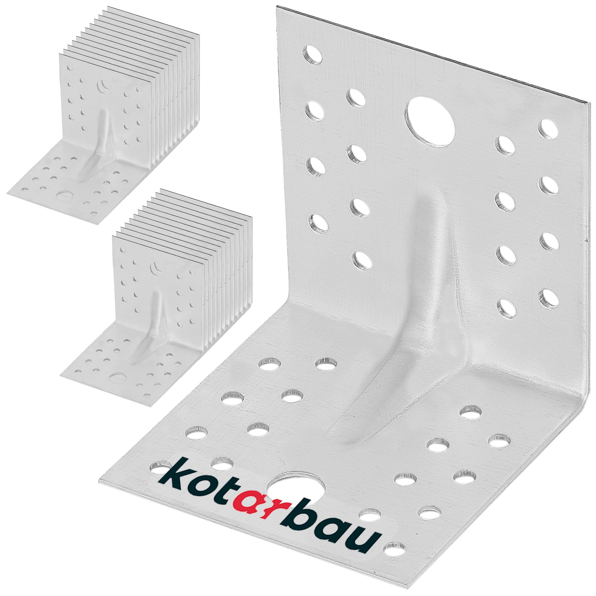 KOTARBAU® 25 Pezzi Conectores En Ángulo - Acero Galvanizado - 80 x 80 x 80 mm - Plata - Escuadras Metálicas - 90 Grados - Escuadras Para Madera - Fácil Montaje - Resistente A La Corrosión