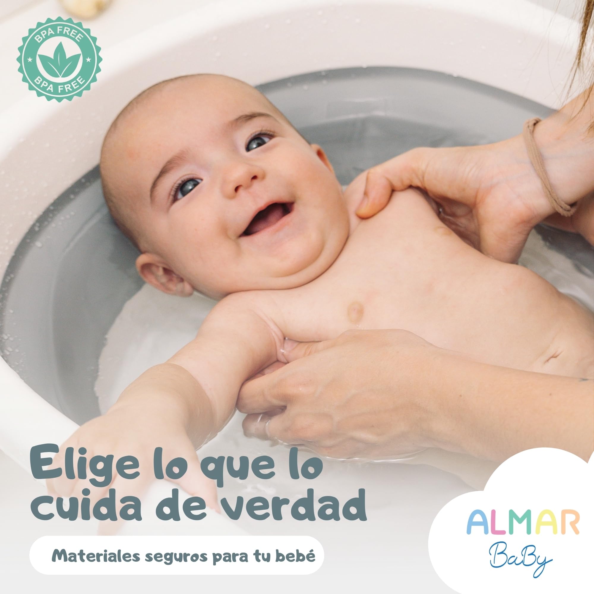 ALMAR Baby Bañera plegable bebé hasta 24 meses Gris plegado compacto con patas antideslizantes para recien nacido doble plegado — view 7