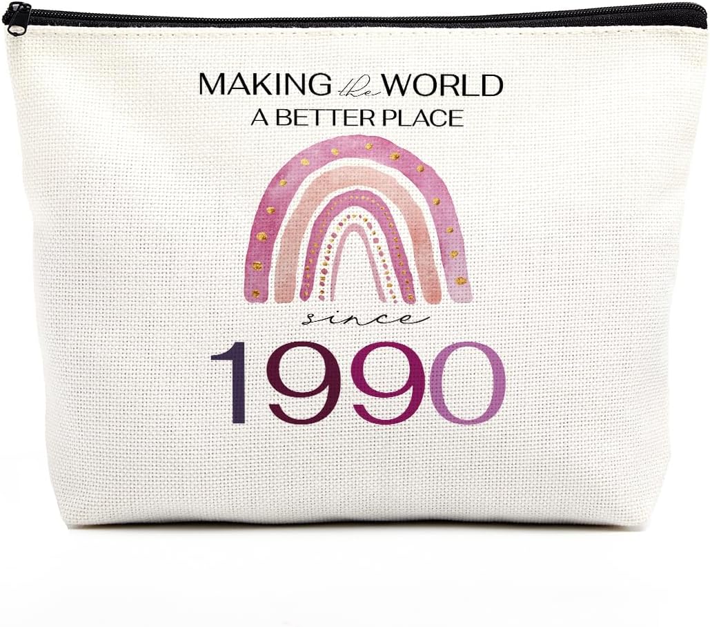 fkovcdy 35th Birthday Gifts Women Boho Rainbow Cosmetic Bag Makeup Travel Toiletry Organizer