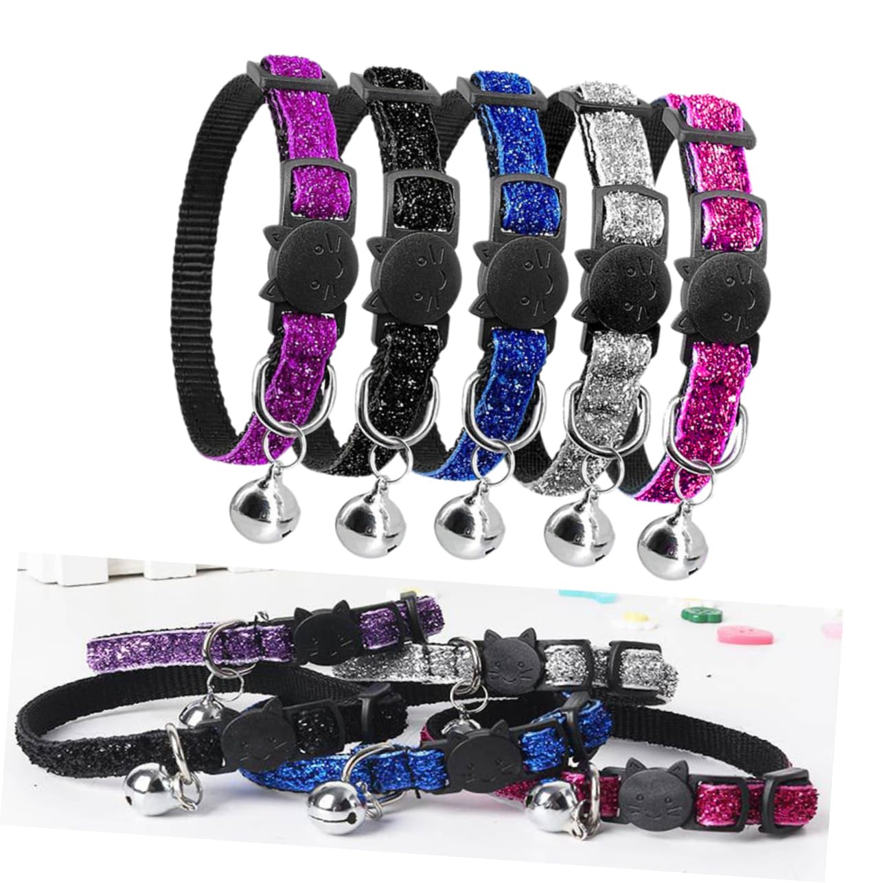 FRCOLOR 15stücke Verstellbare Nylon Katzenhalsbänder Mit Sicherheitsverschluss Und Glöckchen Schnelles Ausziehen Für Katzen Hunde Und Kleine Tiere Farben