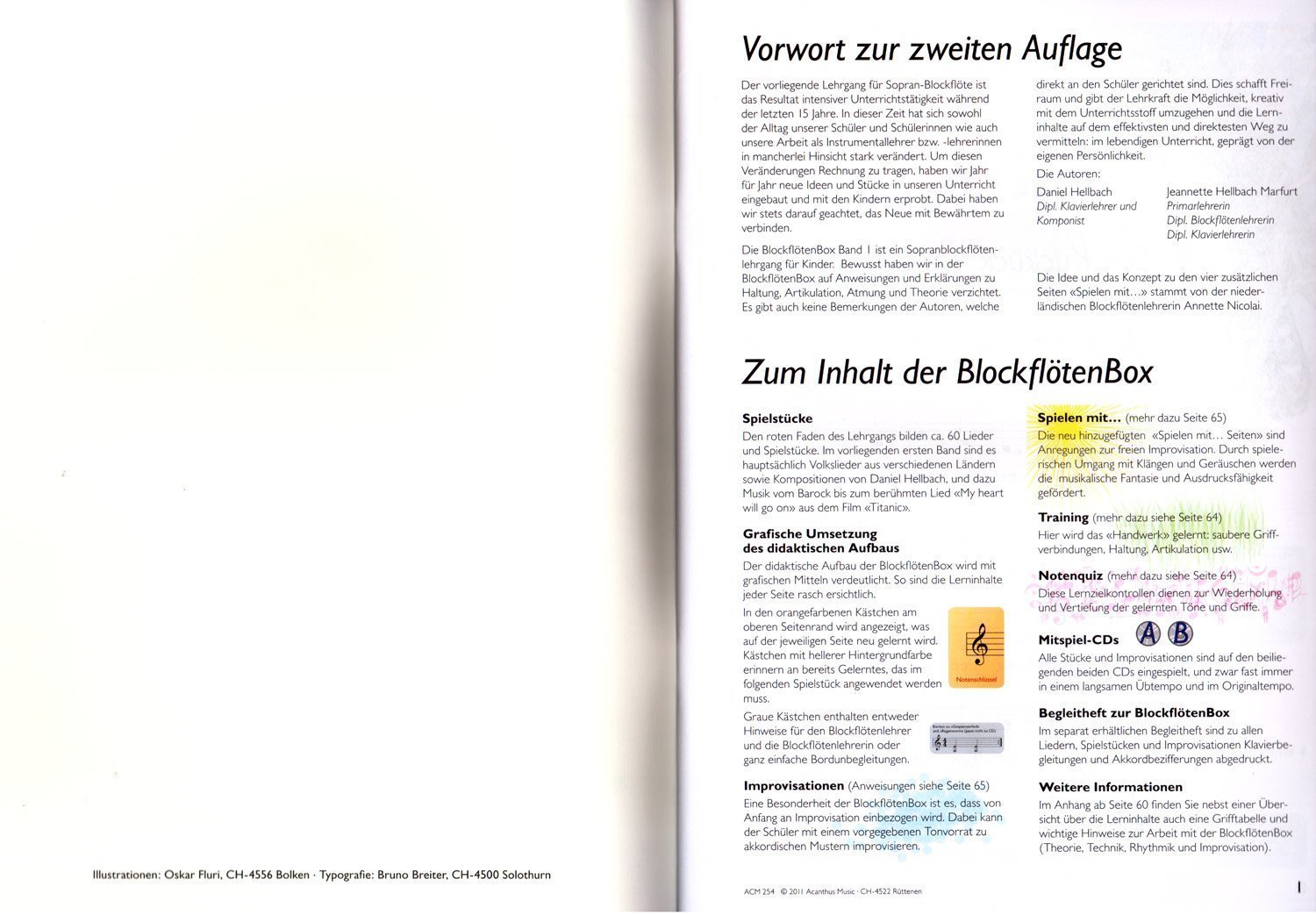 BLOCKFLÖTENBOX Band 1 mit 2 CDs und Klavierbegleitung - Sopranblockflötenlehrgang für Kinder von Daniel Hellbach - Überarbeitete und verbesserte Neuauflage - 2 X herzförmiger Notenklammer