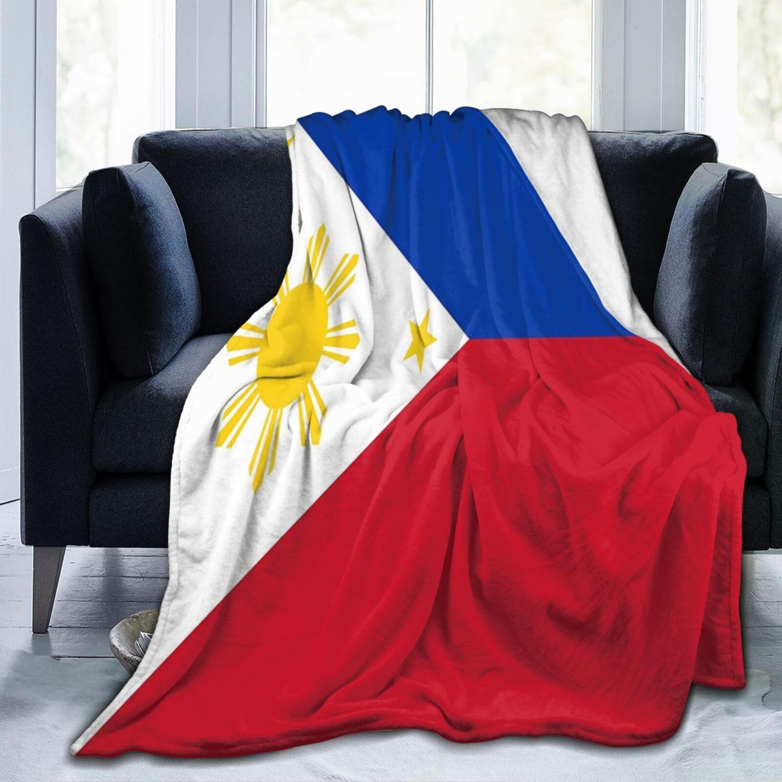 AOOEDM Philippine Flag Flannel Fleece Blanket, Lightweight Throw Soft Fluffy Blankets for Bed Couch Chair Living Room