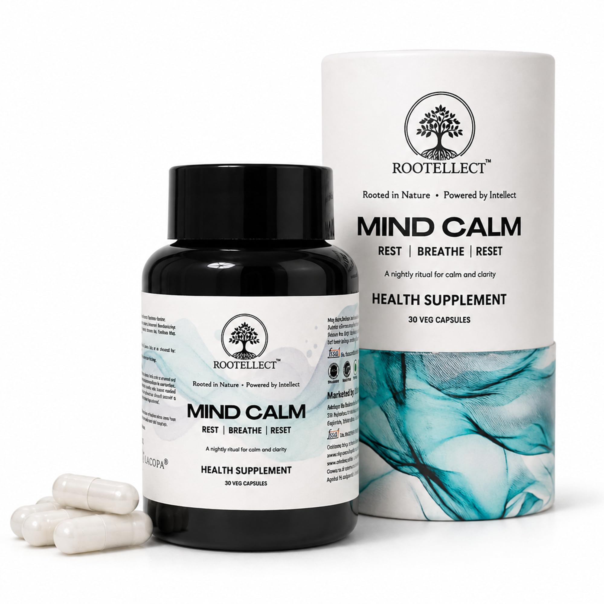 [BRSRYYIYBYBQGHLB] Mind Calm Supplement with B-LIT® Bacopa (Brahmi) 300 mg, L-Theanine & Jatamansi for Mental Clarity, Focus, Memory & Stress Relief | Brain & Focus | Non-Melatonin Sleep Supplement | 30 Veg Capsules