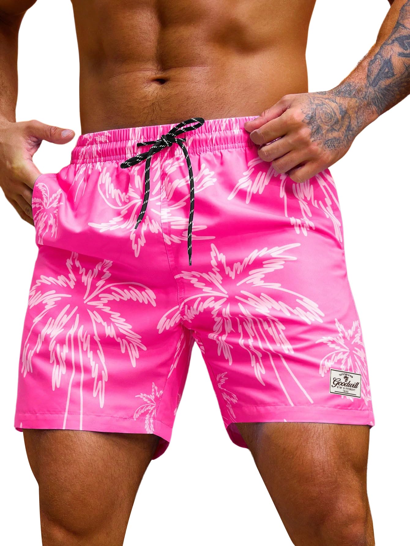 verdusa Men's Drawstring Waist Swimwear Beach Shorts Swim Trunks with Pockets-picture-22