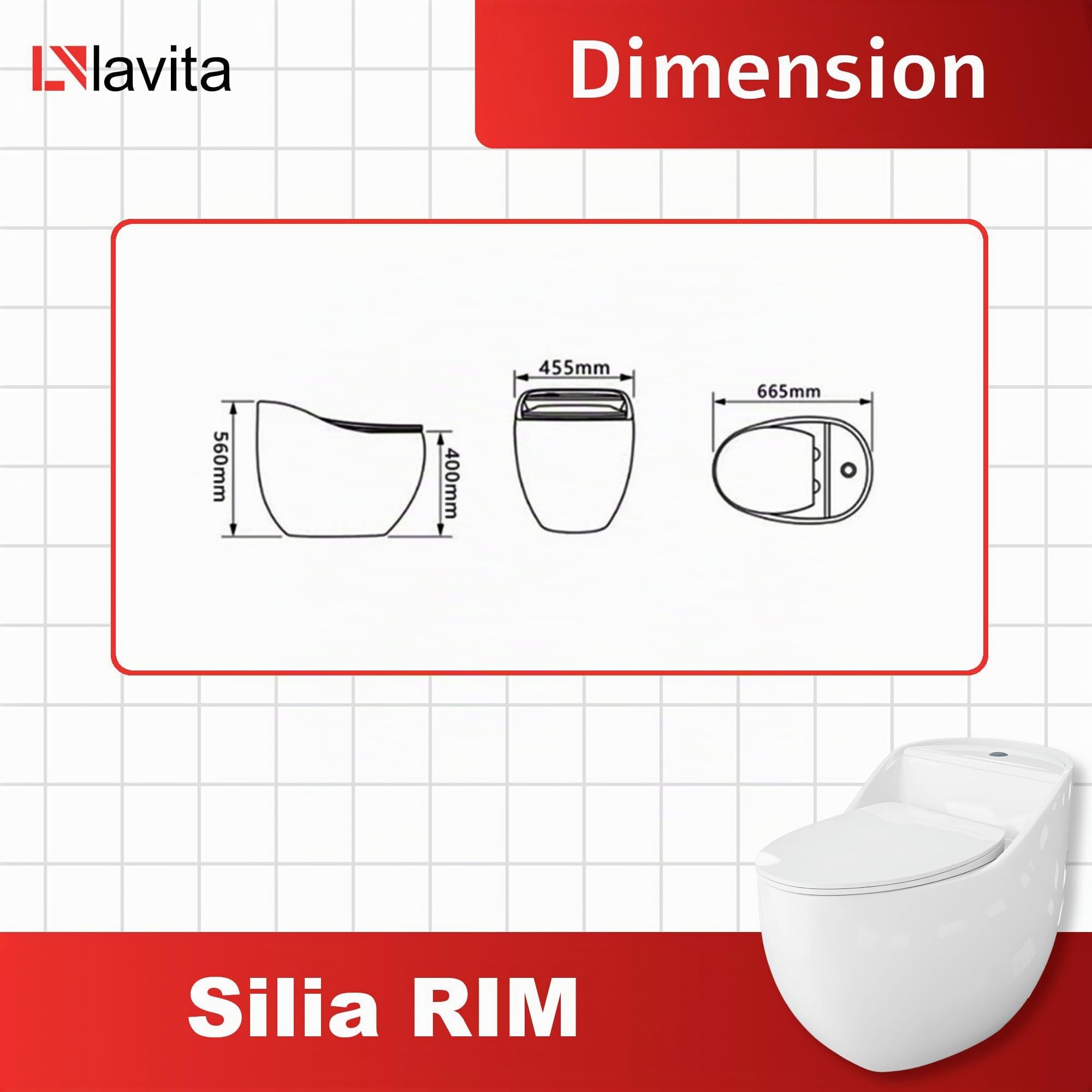 WC Lavita Blanc Plastique Rectangulaire Montage au sol