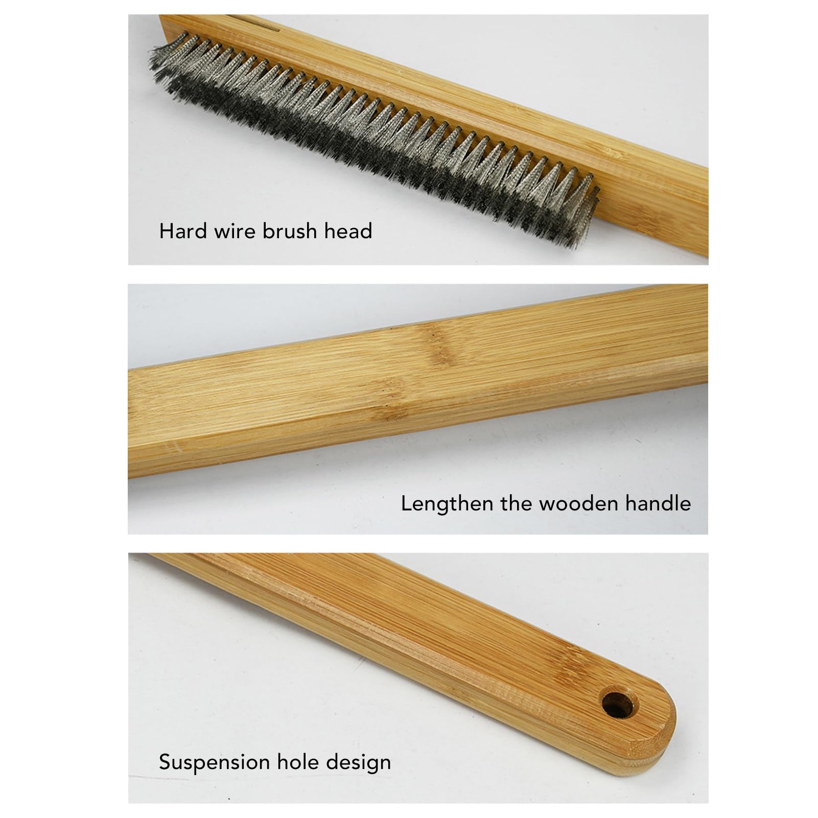 Brosse à Pizza 53,5 Cm Avec Grattoir - Poils En Laiton, Manche En Bois - Pour Four, Pierre à Pizza, Barbecue - 2