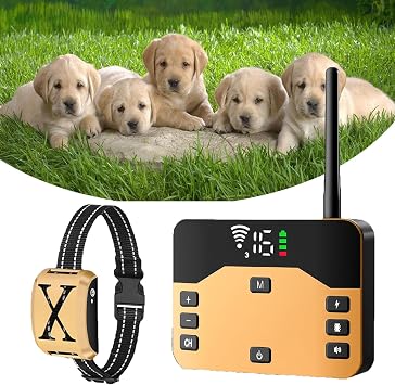 Wireless Electric Dog Fence Pet Boundary Containment System 2-in-1, Waterproof & Rechargeable Training Collar Receiver, Adjustable Vibration Shock, Electric Fence for Stubborn Dogs,for1dog