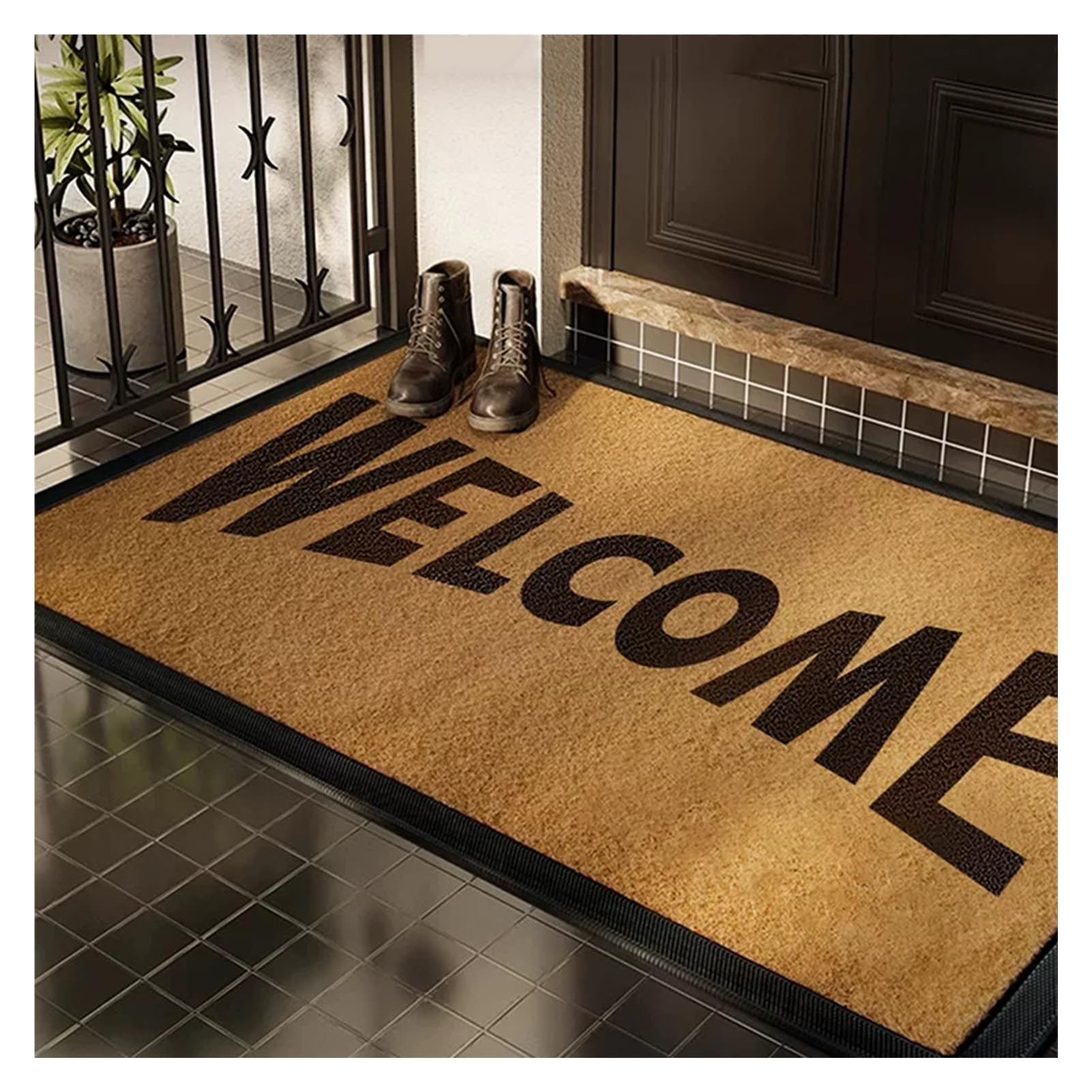 Zerbino Ingresso Esterno In Cocco, Tappeto Pulizia Facile | Zerbini Antiscivolo, Assorbente di Sporco e Lavabile per Casa Porta, Corridoio, Ingresso, Giardino(A,19.6x31.4in/50x80cm)