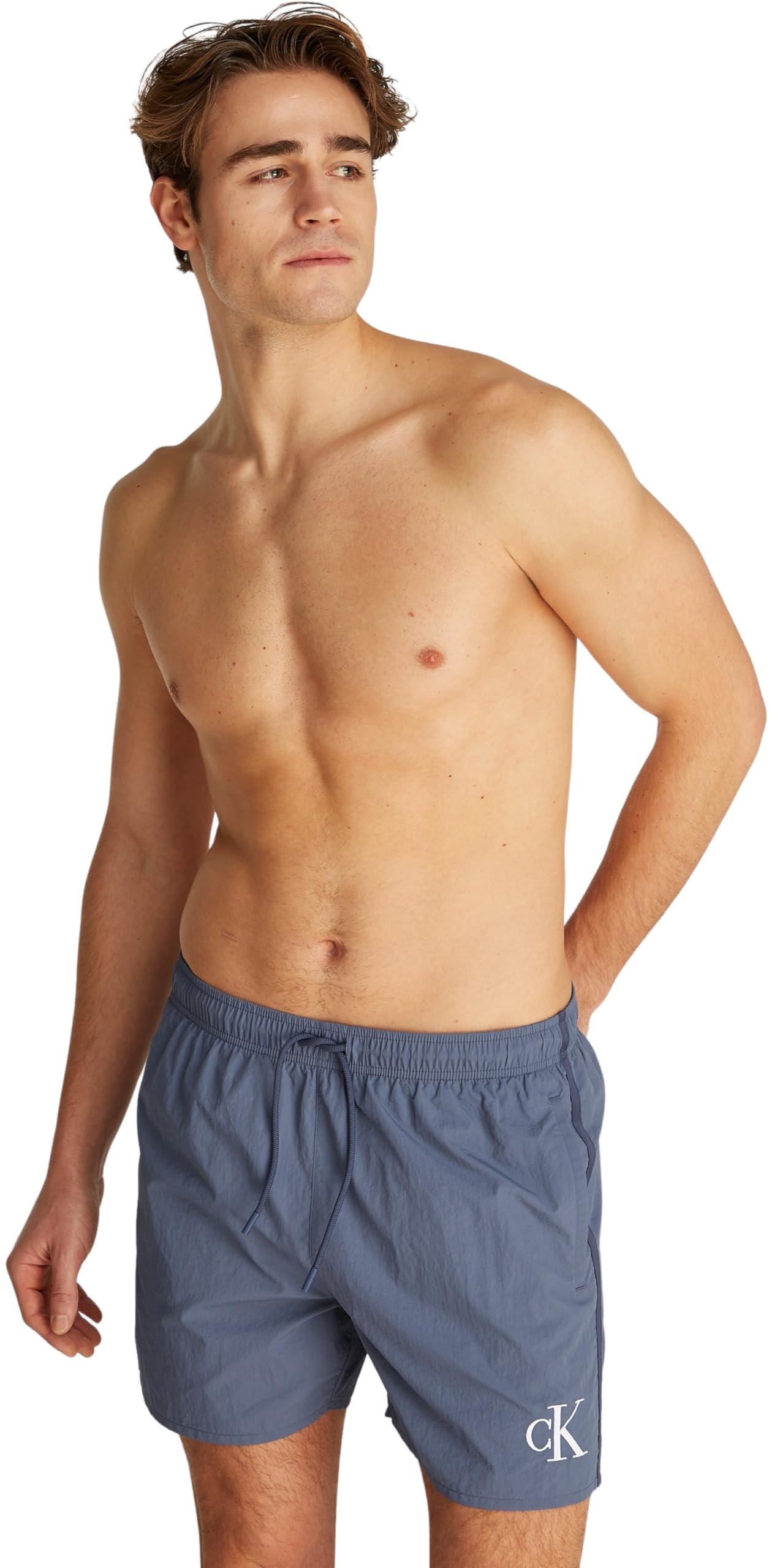 Calvin Klein Uomo Pantaloncino da Bagno Medium Drawstring con Logo
