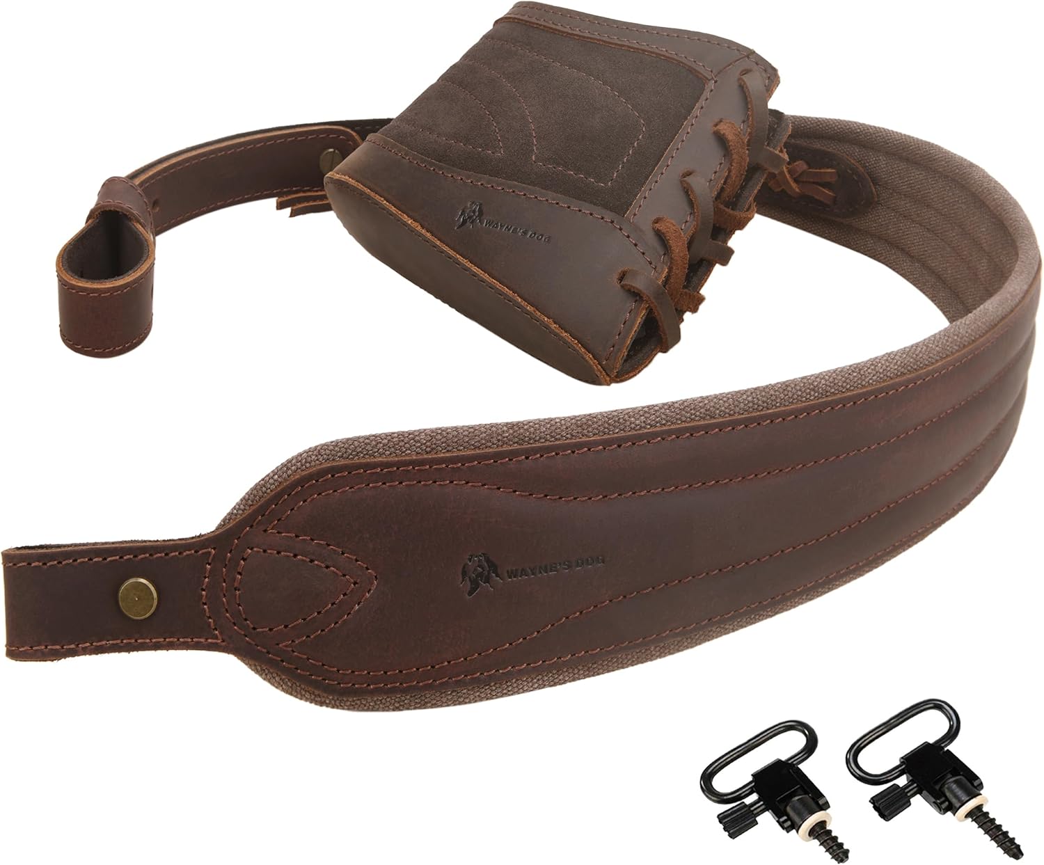 WAYNE'S DOG Slip On Recoil Pad with Sling, Leather Canvas Buttstock Extension Recoil Reduction Pad with Straps