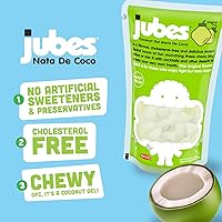 Vista 6 de Jubes Mango Nata De Coco Jelly Cubes 12.7 oz – Cubos de gelatina de coco y mango para sagú – Gel de coco en ingredientes de jarabe para té