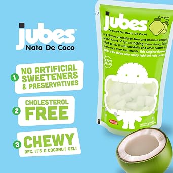 Jubes Lychee Nata De Coco Jelly Cubes, 12.7 oz, Boba & Bubble Tea Toppings