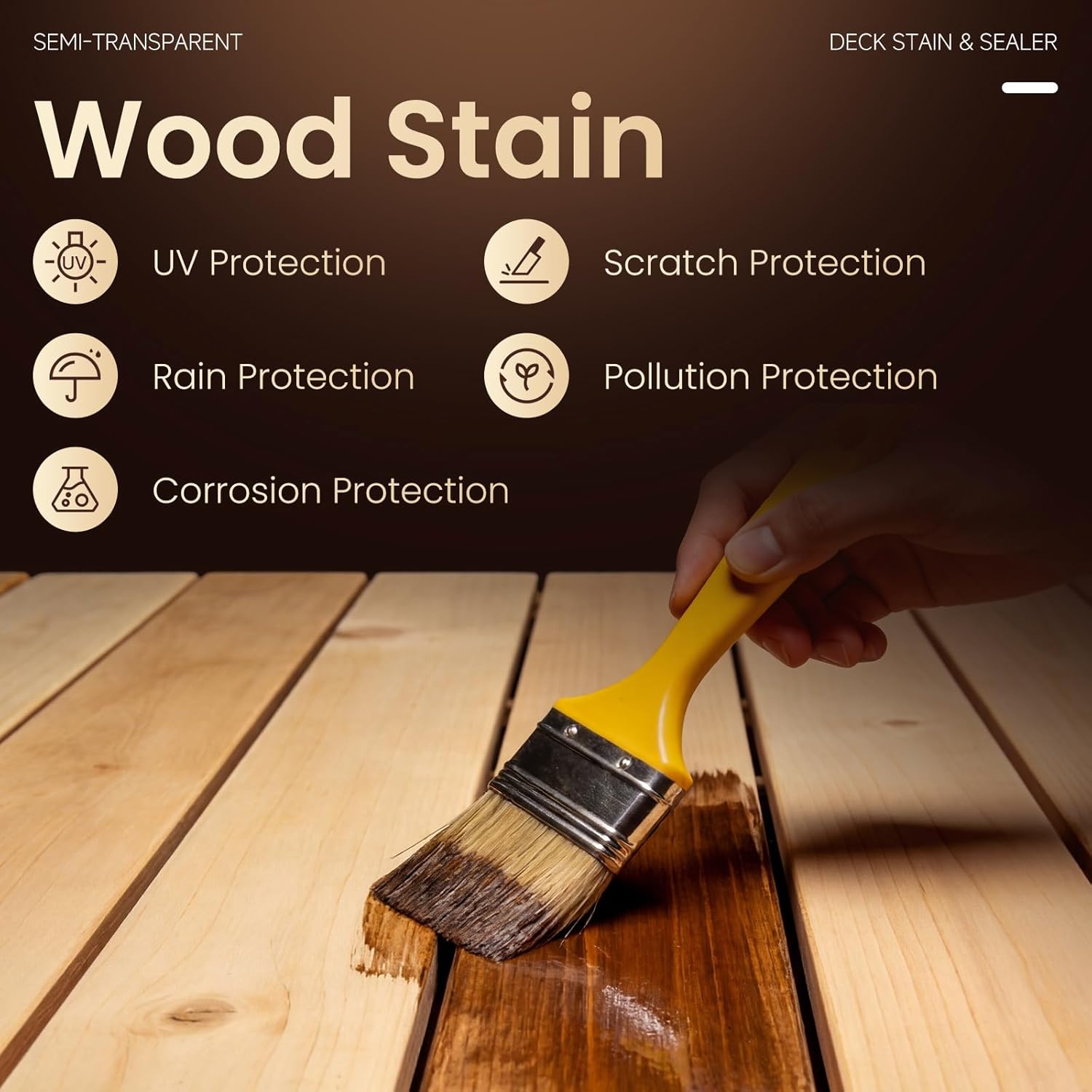 DWIL Water Based Wood Stain, Semi-Transparent Outdoor Wood Stain and Sealer in One, Fast Drying, Non-Toxic, Low Odor, Waterproof and Weather Resistant for All Wood Surfaces (32Oz Peach Wood)
