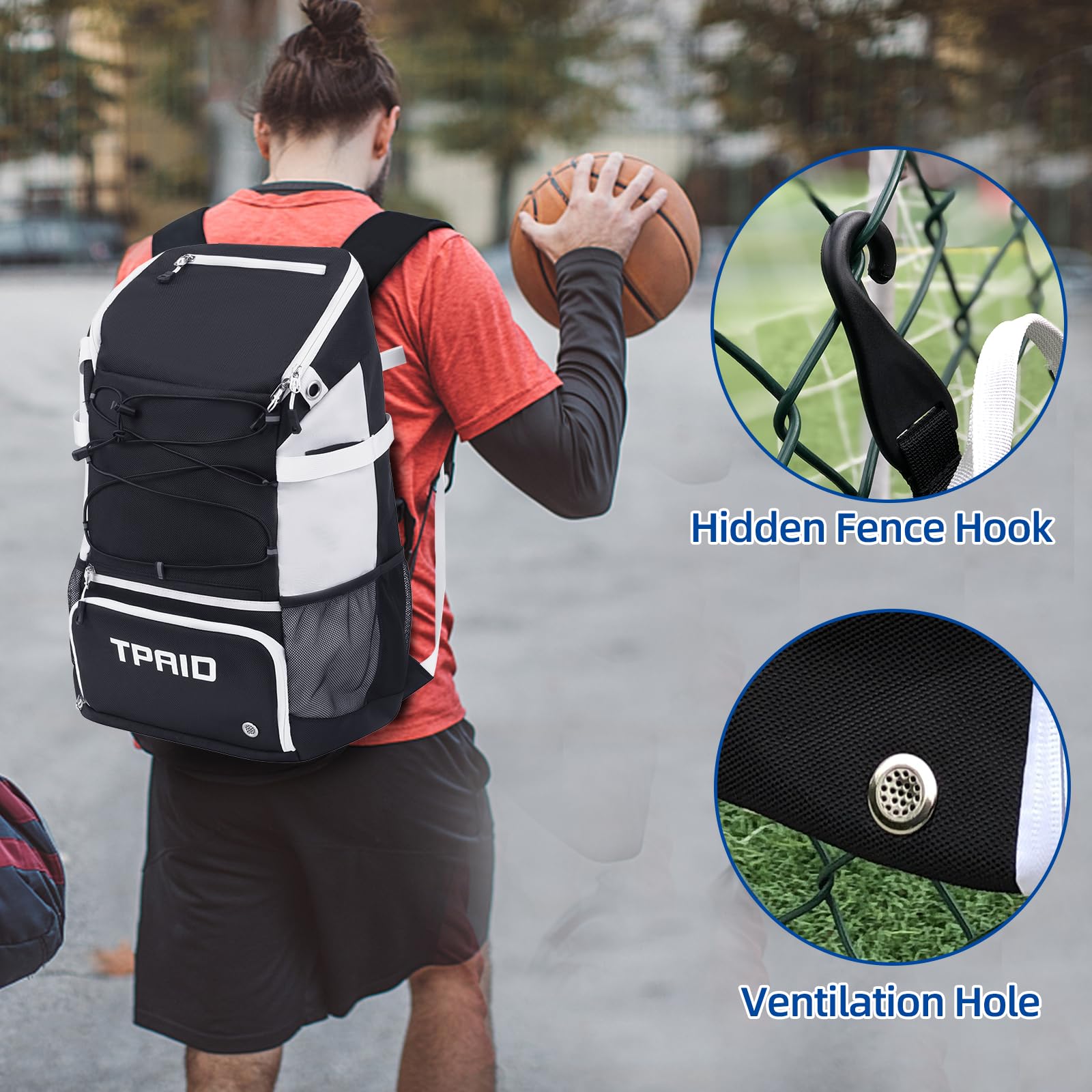 KINGSLONG Sac à Dos de Baseball pour Jeunes et Adultes avec Compartiment à Chaussures, Sac Softaball étanche pour Le Baseball, équipement de Basket-Ball, Gant Externe et Porte-Casque