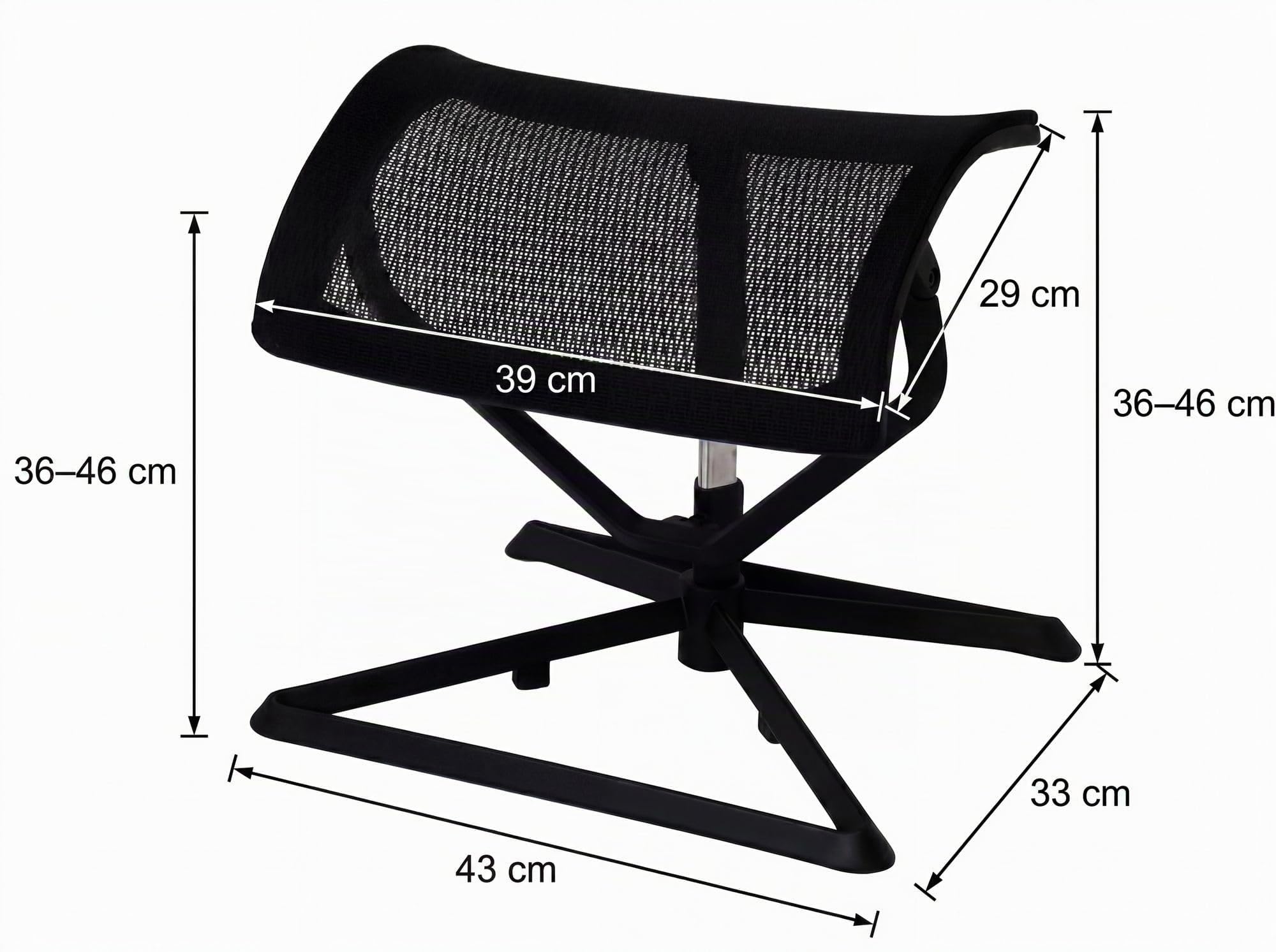 FineBuy Repose-Pied pour Le Bureau 36-46 cm Tissu/Mesh Ottoman réglable en Hauteur | Repose-Pieds pour Chaise de Bureau