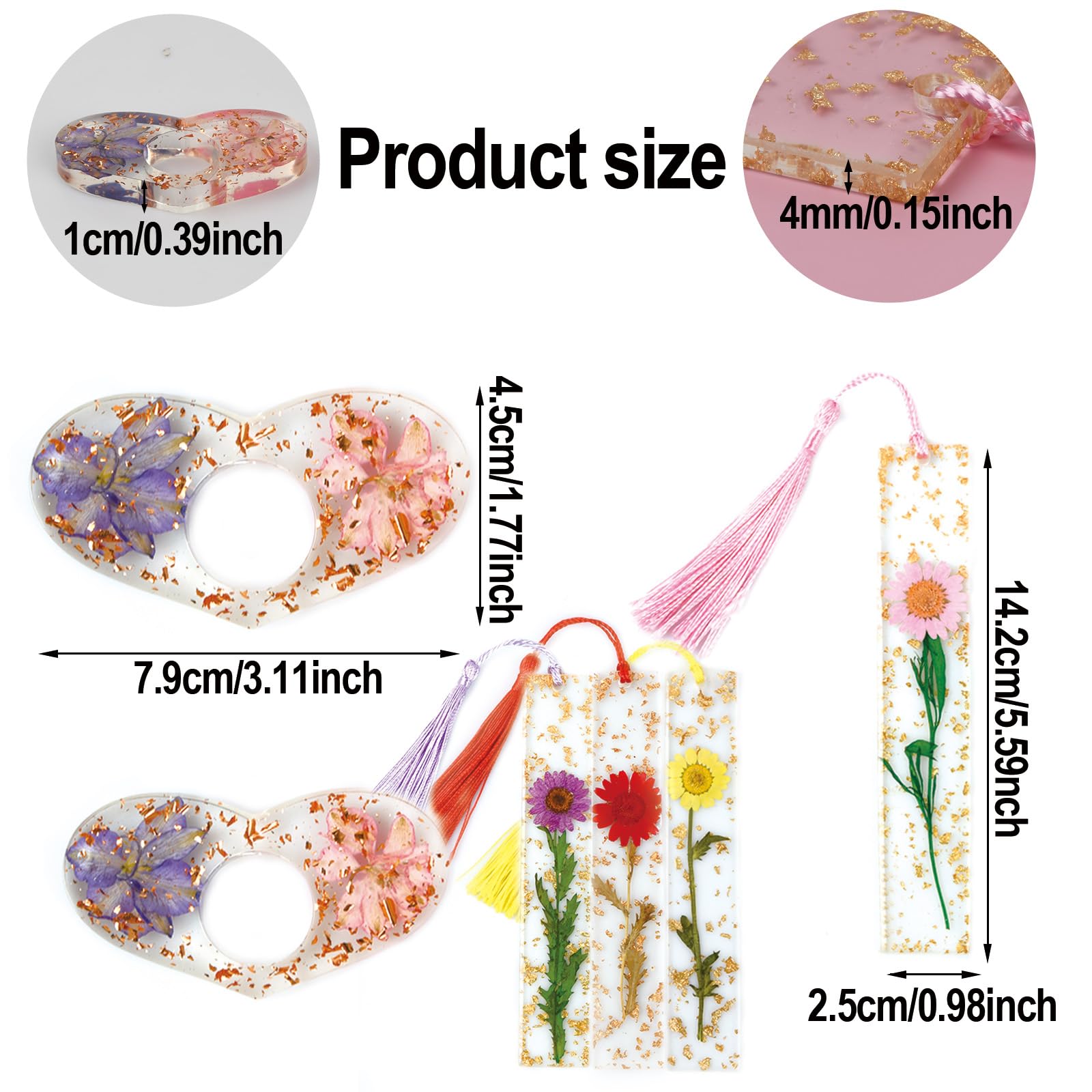 Segnalibri In Resina Con Fiori Essiccati - 2 Pezzi Con Nappe, Design Elegante Per Lettori E Studenti