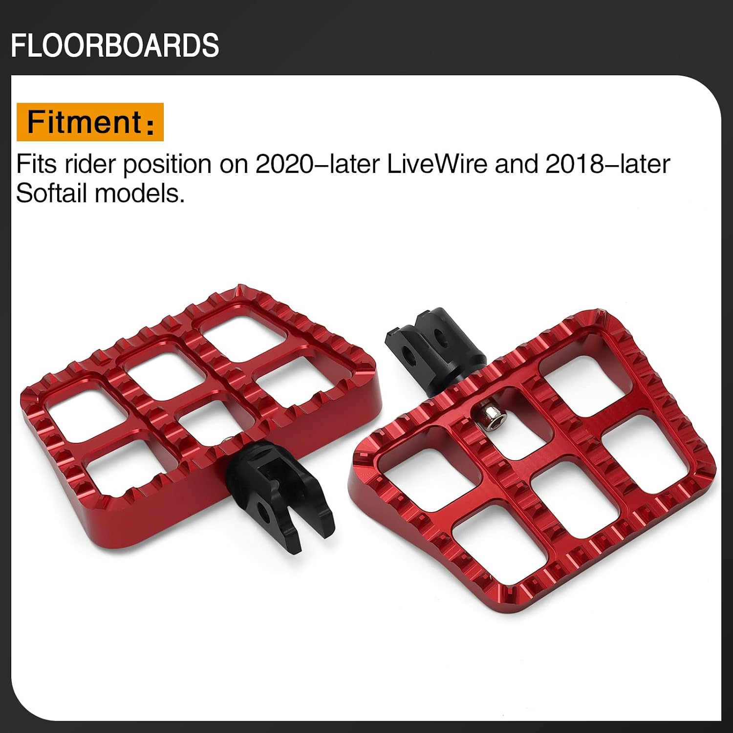 Motorcycle Mini Floorboards MX Foot Pegs Footrest for Harley 2018-2024 Softail Fat Boy FLSB Street Bob FXBB Fat Bob Low Rider S FXLR Breakout FXLRS Softail Slim FLHSC 114 (Front Peg, Red)