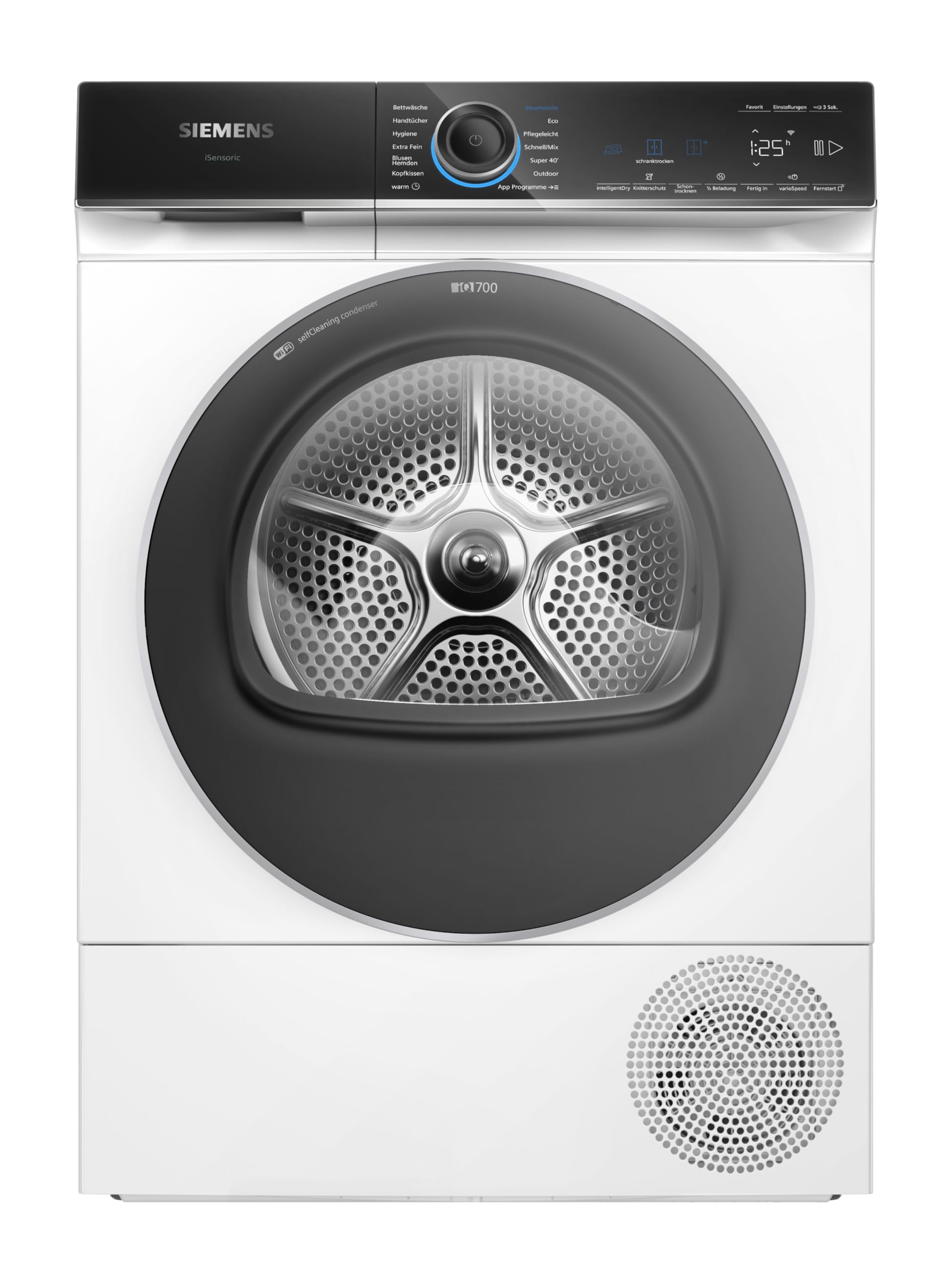 Siemens iQ700 Smarter Wärmepumpentrockner 9 kg extrem leise WQ46B2D41 | Extrem leise, varioSpeed, halbe Beladung, Knitterschutz, autoDry, Home Connect, selbstreinigender Kondensator