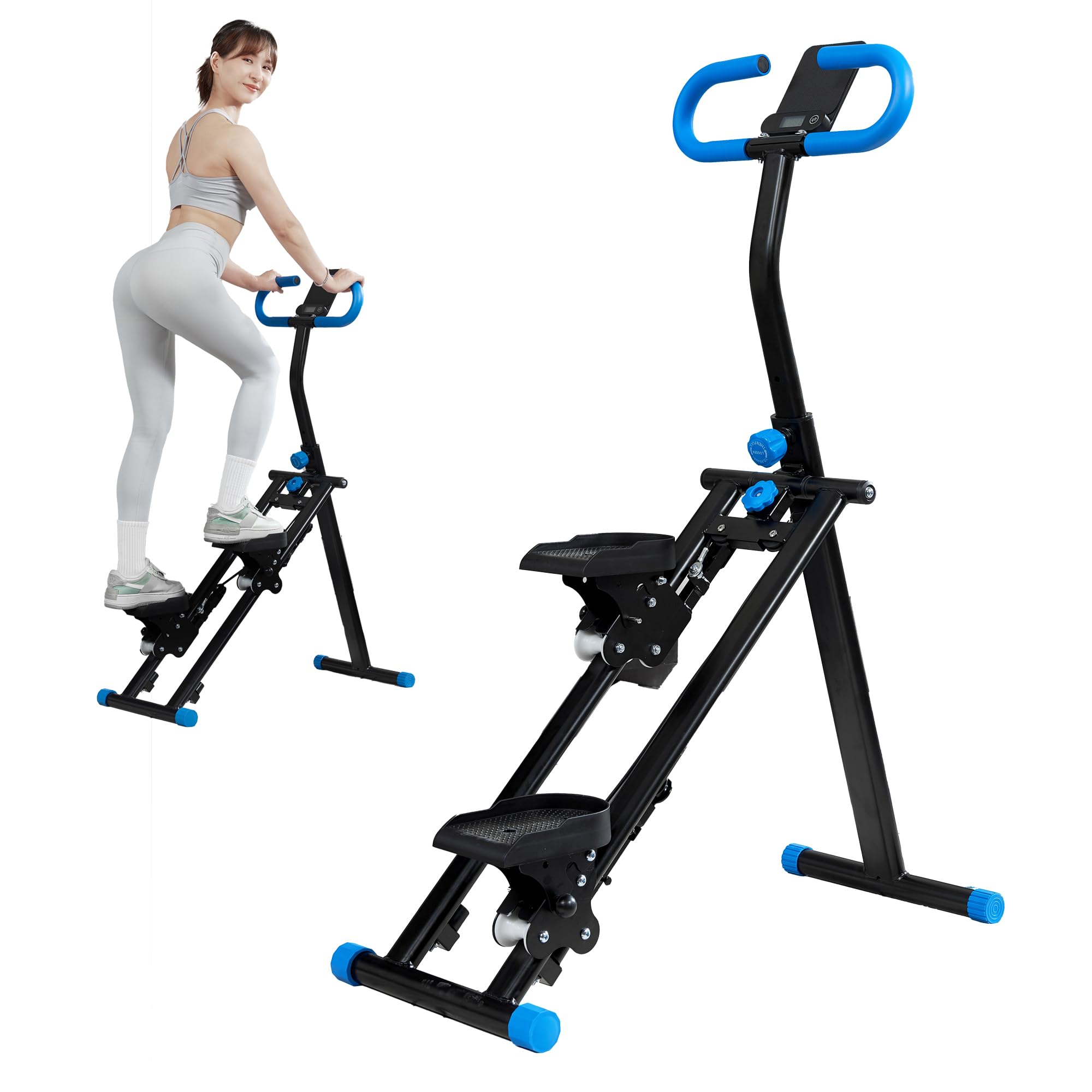 Stair Stepper for Home Gym Exercise, Vertical Climber Exercise Machine for Full Body Workout, Compact Folding Cardio Exercise Climber with Adjustable Handlebar (Pink)