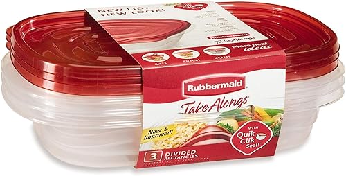 Rubbermaid 071691231004 7F55RETCHIL 3 piezas Take Alongs rectangulares (juego de 2), recipientes rectangulares de 4 tazas, recipiente transparente