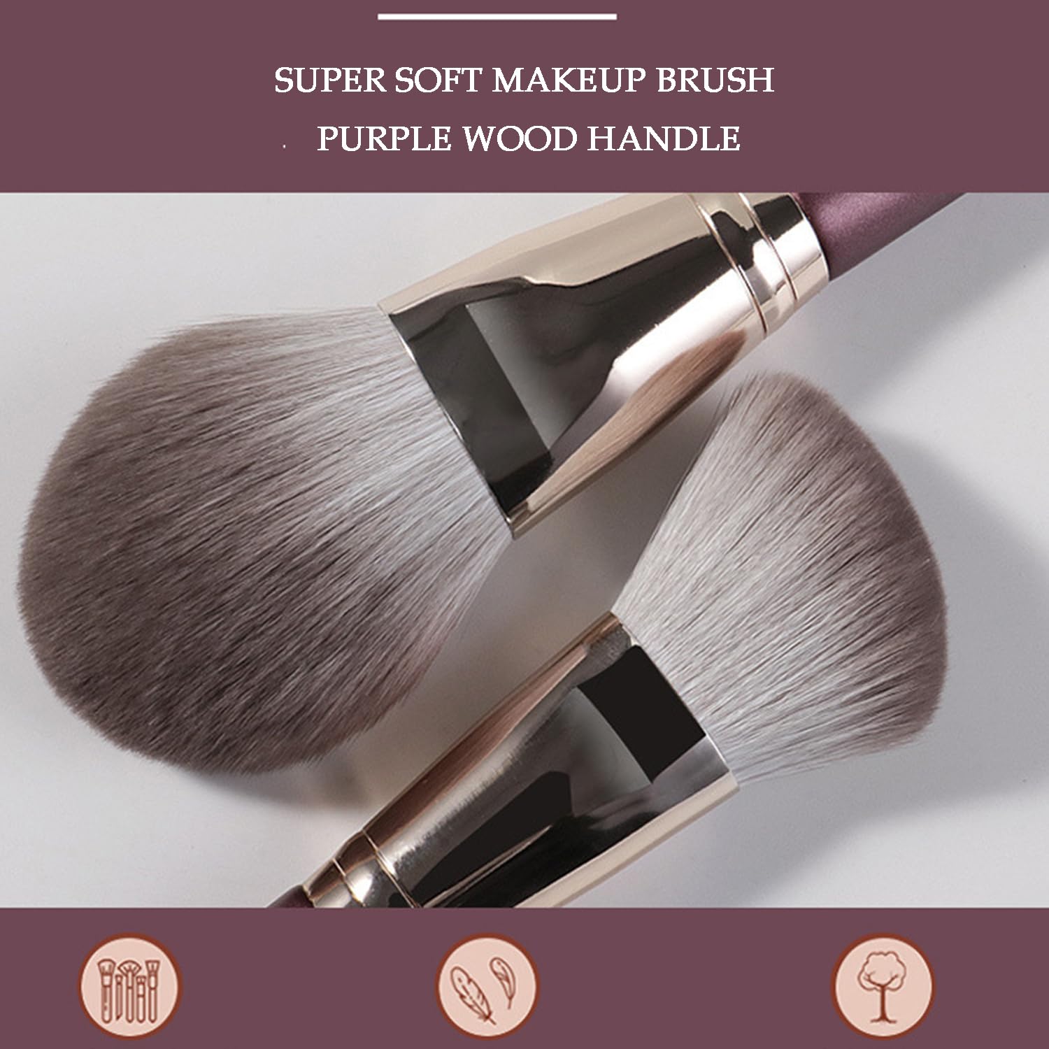 Makeup Brush Set 14PCs Professional Makeup Brushes Set Wood Handle Foundation Brush Blending Powder Blush Super Soft Purple Makeup Brush (Purple)