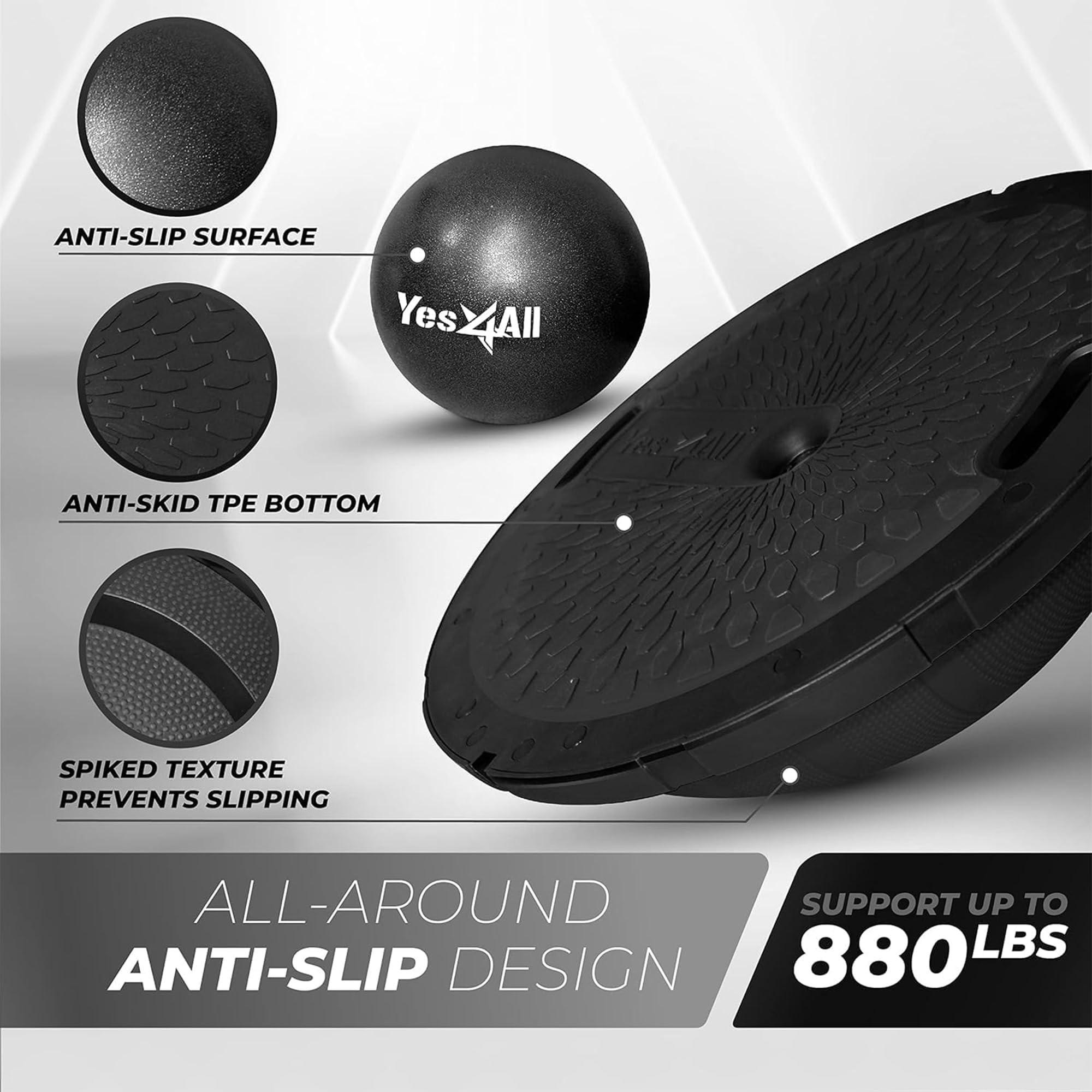 Pelota de entrenamiento de medio equilibrio con banda de resistencia y pelota de pilate (negro)