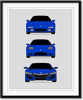 Honda Acura NSX Generations Inspired Poster Print Wall Art Handmade Decor of the History and Evolution of the NSX (NA1, NA2, NC1) (Unframed)