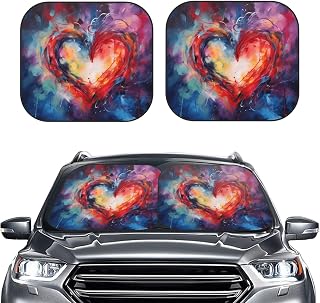 Windshield Sunshade Car Foldable Auto Front Window Sun Shade Visor Shield Shade Heart in Blue Foldable Auto Front Window Sunshade Protector for Sedan SUV Truck