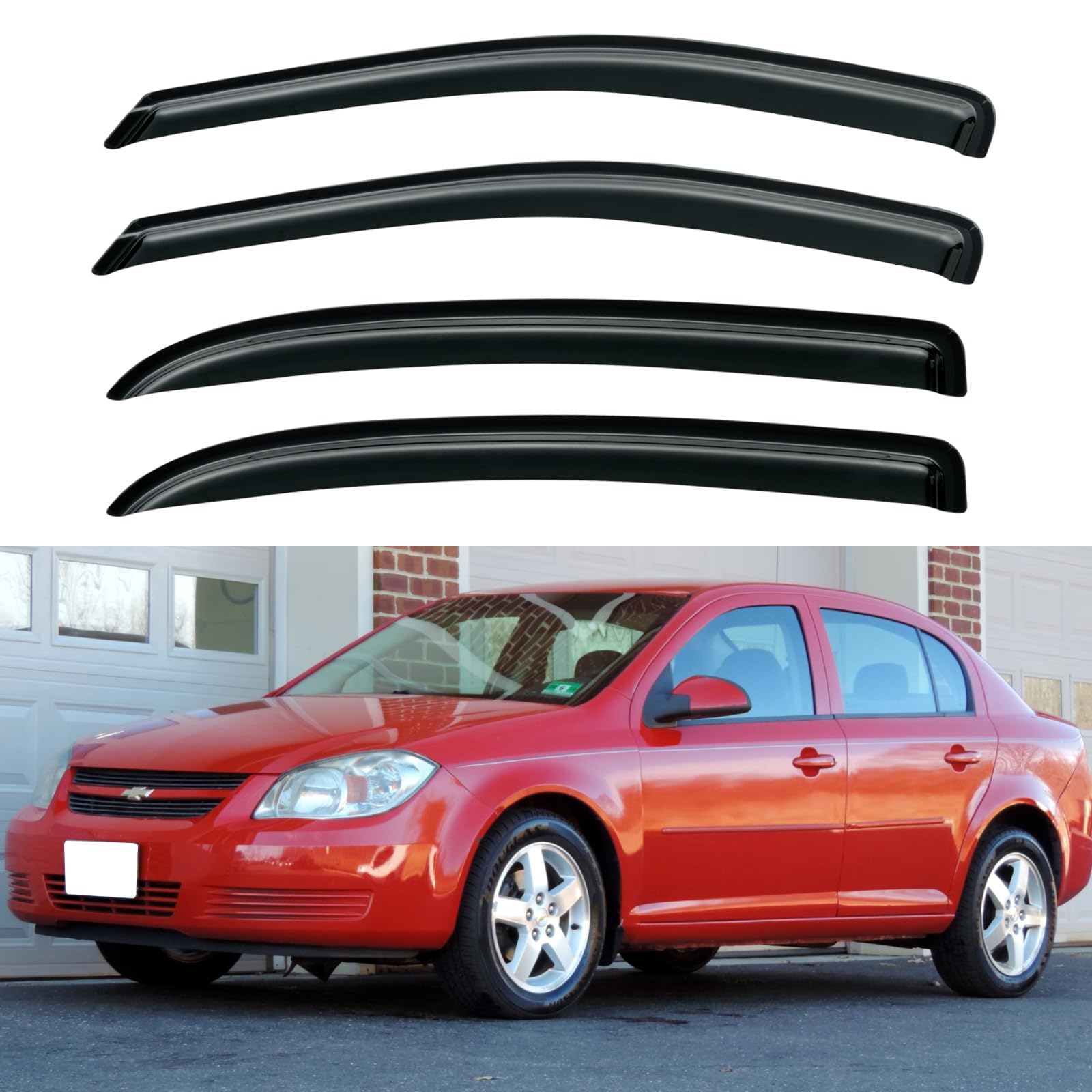Window Visors Rain Guards for 2005-2010 Chevy Cobalt | Out-Channel Window Vent Wind Deflectors Visors Shades Protectors for 05 06 07 08 09 10 Chevrolet Cobalt