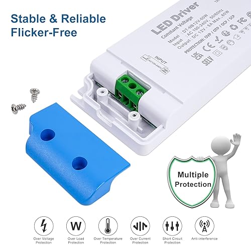 Miniatura 3 de Fuente de alimentación LED de 12 V, 60 vatios, 110 V 120 V CA a 12 V CC 5 A transformador LED, adaptador LED ultra delgado de bajo voltaje para