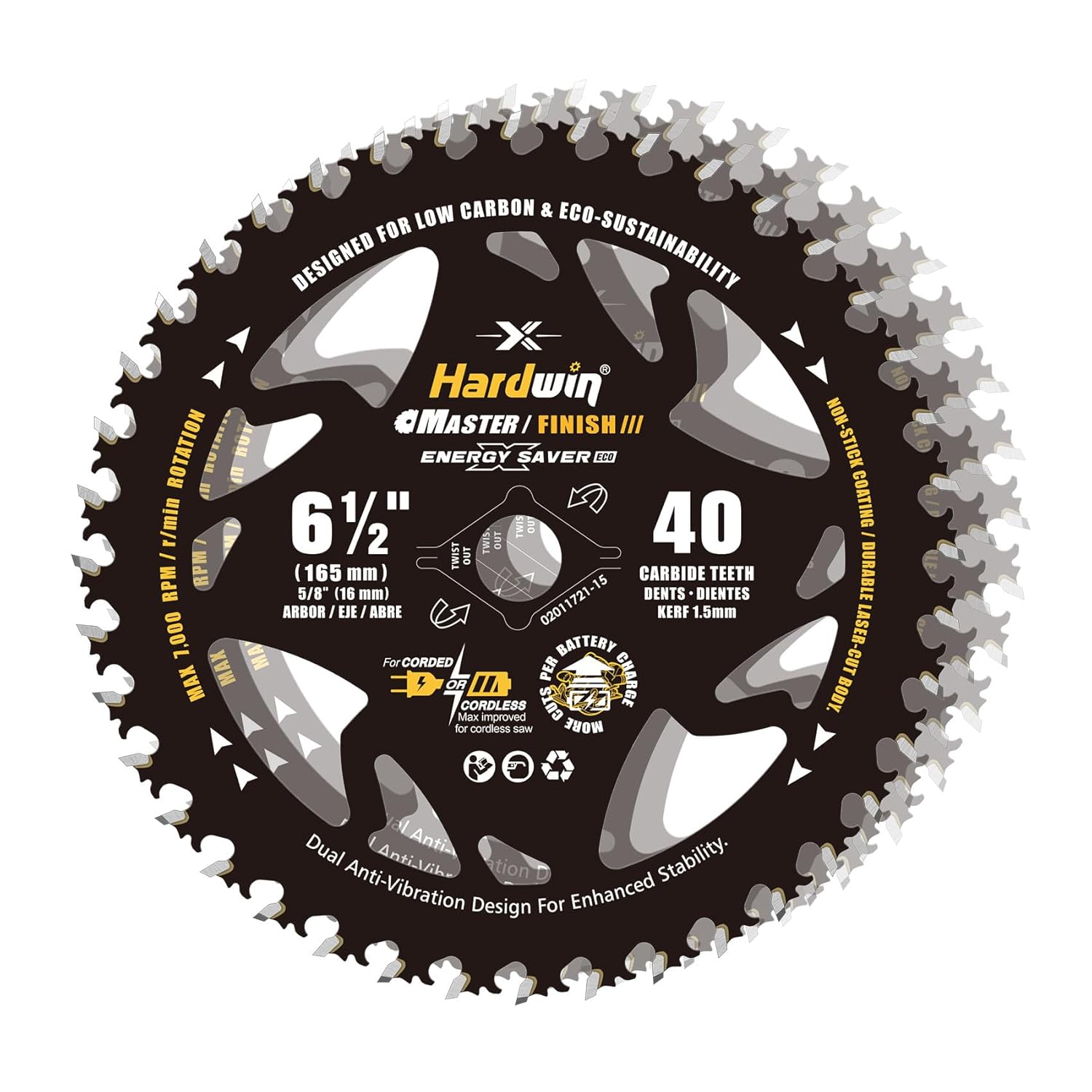 6-1/2 Circular Saw Blades 3-Pack, 40T ATB Carbide - Ultra-Lightweight for Cordless Saws & Old Tools, Saves Battery, Thin Kerf Cuts Wood/Plywood/OSB | Fits DeWalt/Makita/Milwaukee