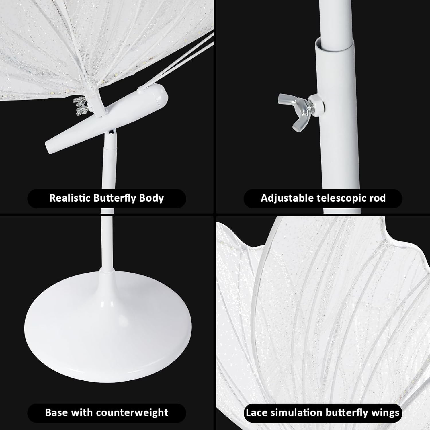 Wedding Butterfly LED Floor Lamp - Creative Ceiling Decoration Props for Wedding, White, 60cm/23.6in Floor Lamp 1pcs