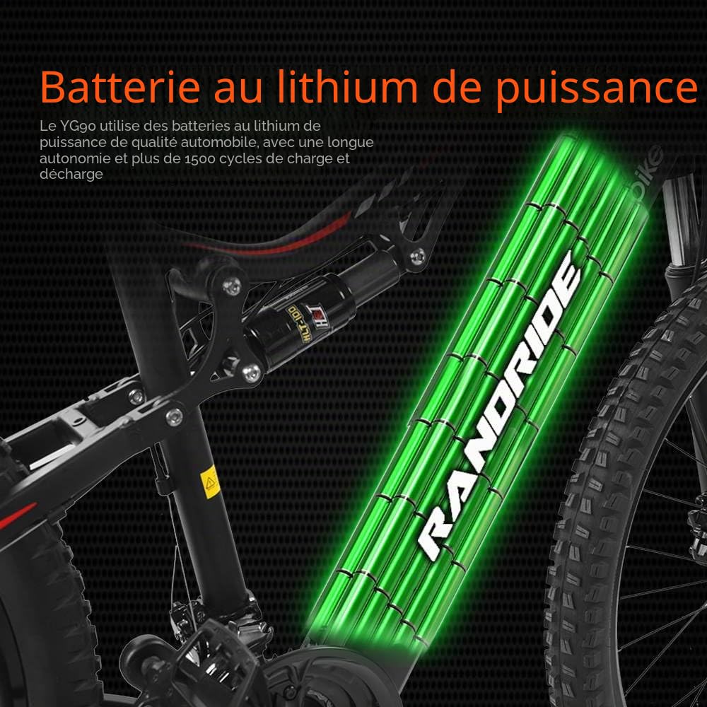 YG90 Vélo électrique Frein à Disque hydraulique Batterie Li-ION 21 Vitesses Cadre en Alliage d'aluminium Vélo d'assistance