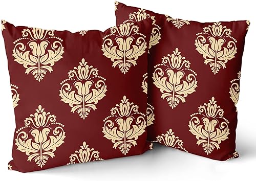 Fundas de almohada doradas rojas y amarillas fundas de almohada vintage brillantes de damasco floral de granja para sofá decoración del hogar