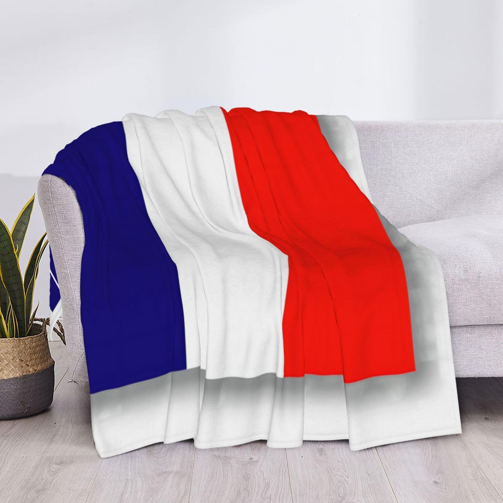 Gewichtete Decke mit französischer Flagge, 76,2 x 101,6 cm, weiches Flanell, wendbar, gemütlich, extra warm, Decke für Bett, Couch