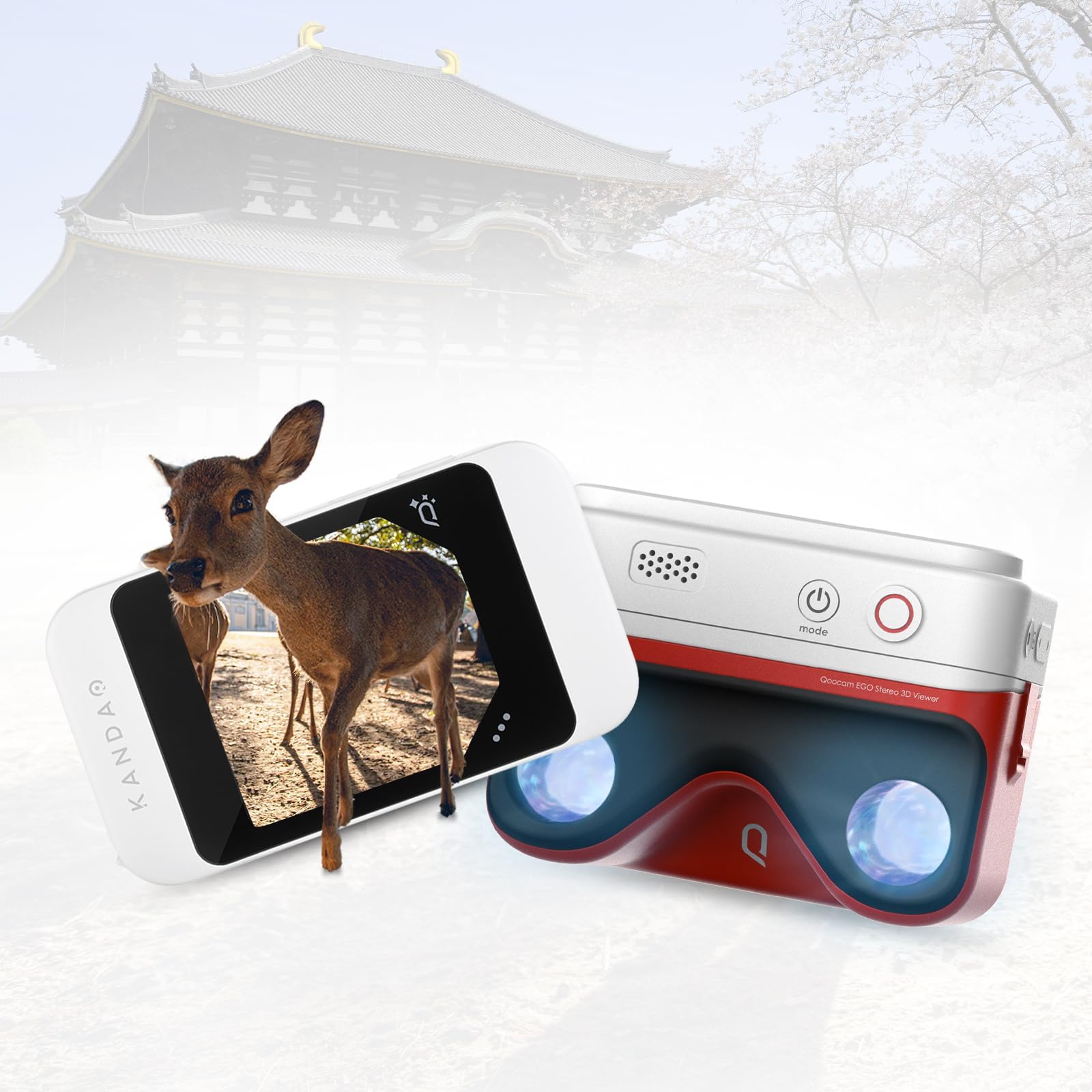 KanDao QooCam EGO - Viewer-Integrated 3D VR Camera, 24MP/8K Photos/4K 60FPS Videos Stereoscopic 3D Instant Display Camera