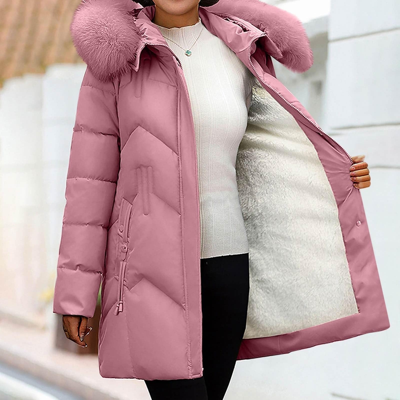 Genérico Chaqueta Mujer Acolchado,Chaqueta Acolchada De PlumóN De Talla Grande Con Capucha Y Corte Ajustado De Longitud Media Para Mujer Nueva Para OtoñO E Invierno