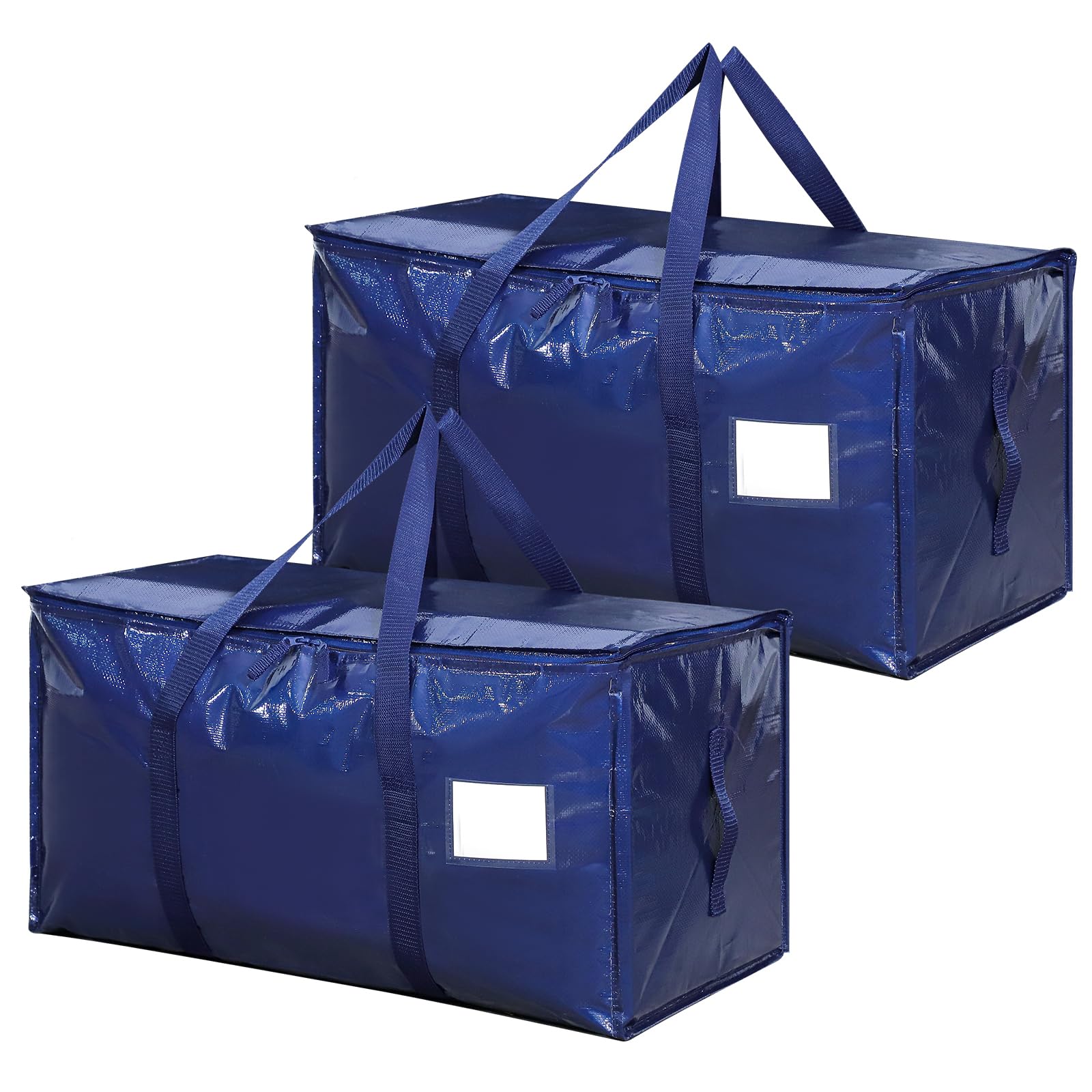 Dntorx 2 Stück 90L Große Aufbewahrungstasche mit Deckel, Faltbare Umzugskartons Groß mit Reißverschluss Griff Kleideraufbewahrung Umzugstaschen für Umzug Camping Bettwäsche Kleidung Aufbewahrung, Blau