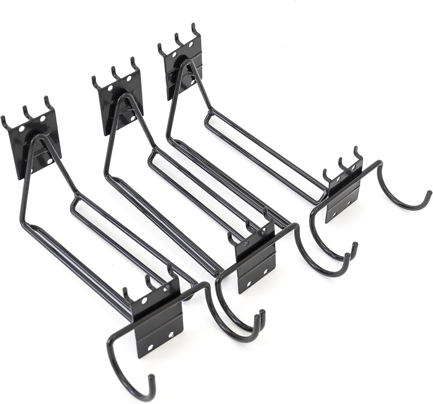Heavy-Duty Large Drill Garage Utility Hook Variety Pack fits both Slatwall and Pegboard, Includes: Three (3) Large Drill Hooks and Three (3) Front Facing Drill/Garden-Tool Hooks (1)